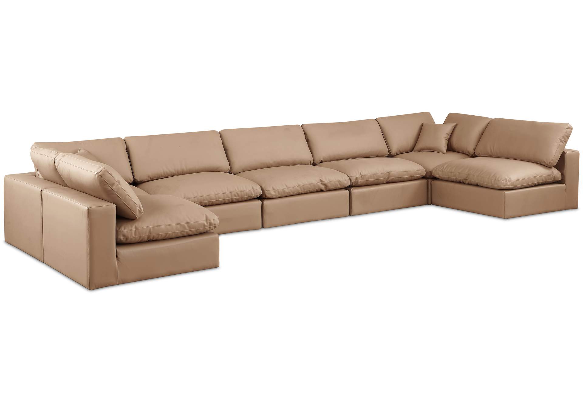 Comfy Tan Faux Leather Modular Sectional,Meridian Furniture