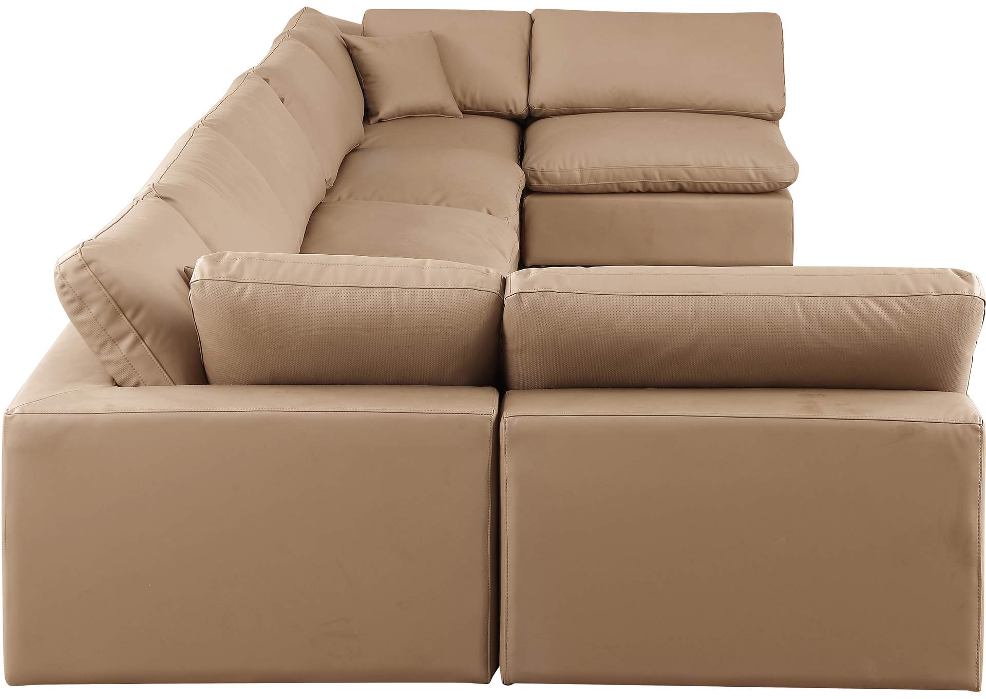 Comfy Tan Faux Leather Modular Sectional,Meridian Furniture
