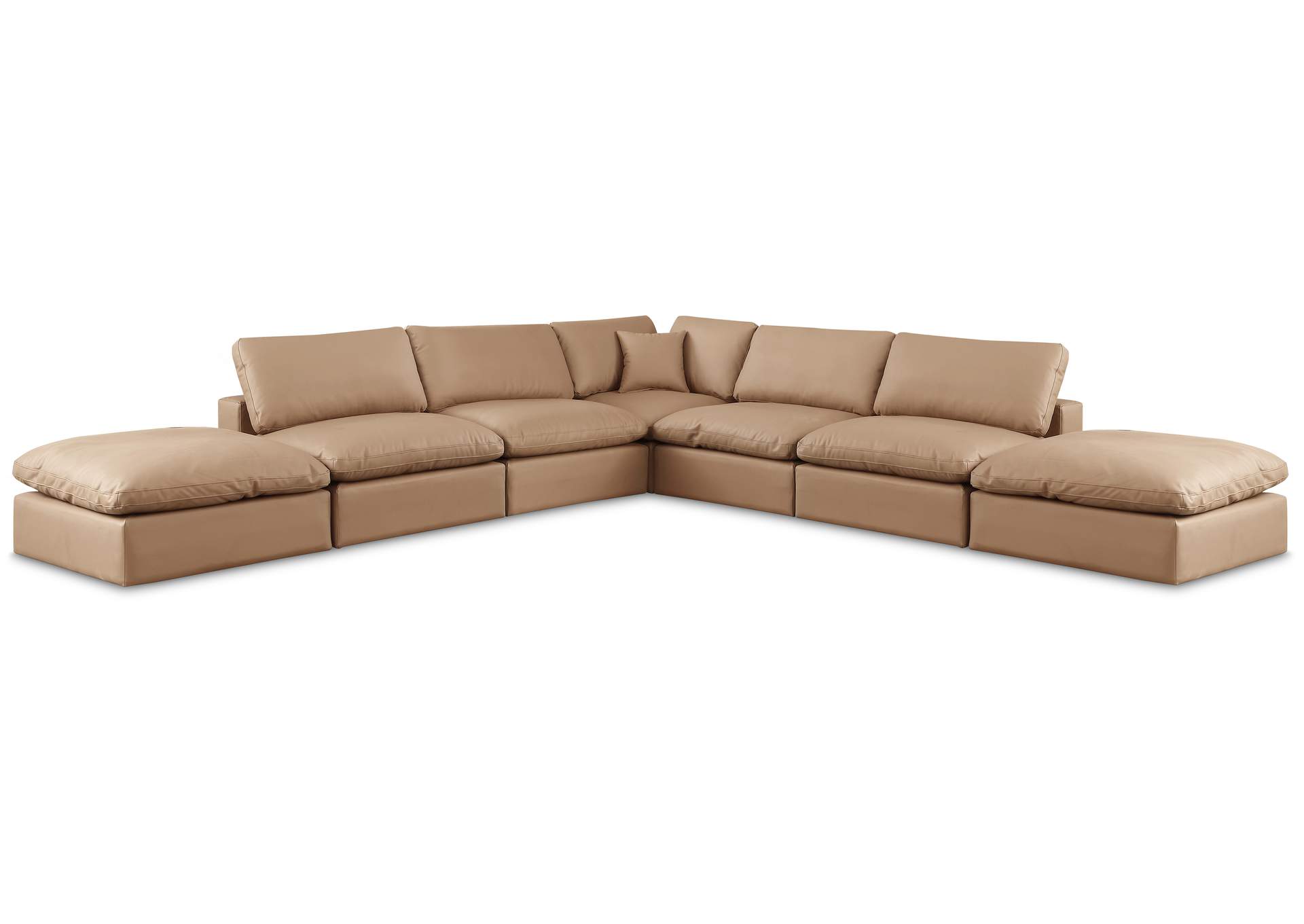 Comfy Tan Faux Leather Modular Sectional,Meridian Furniture