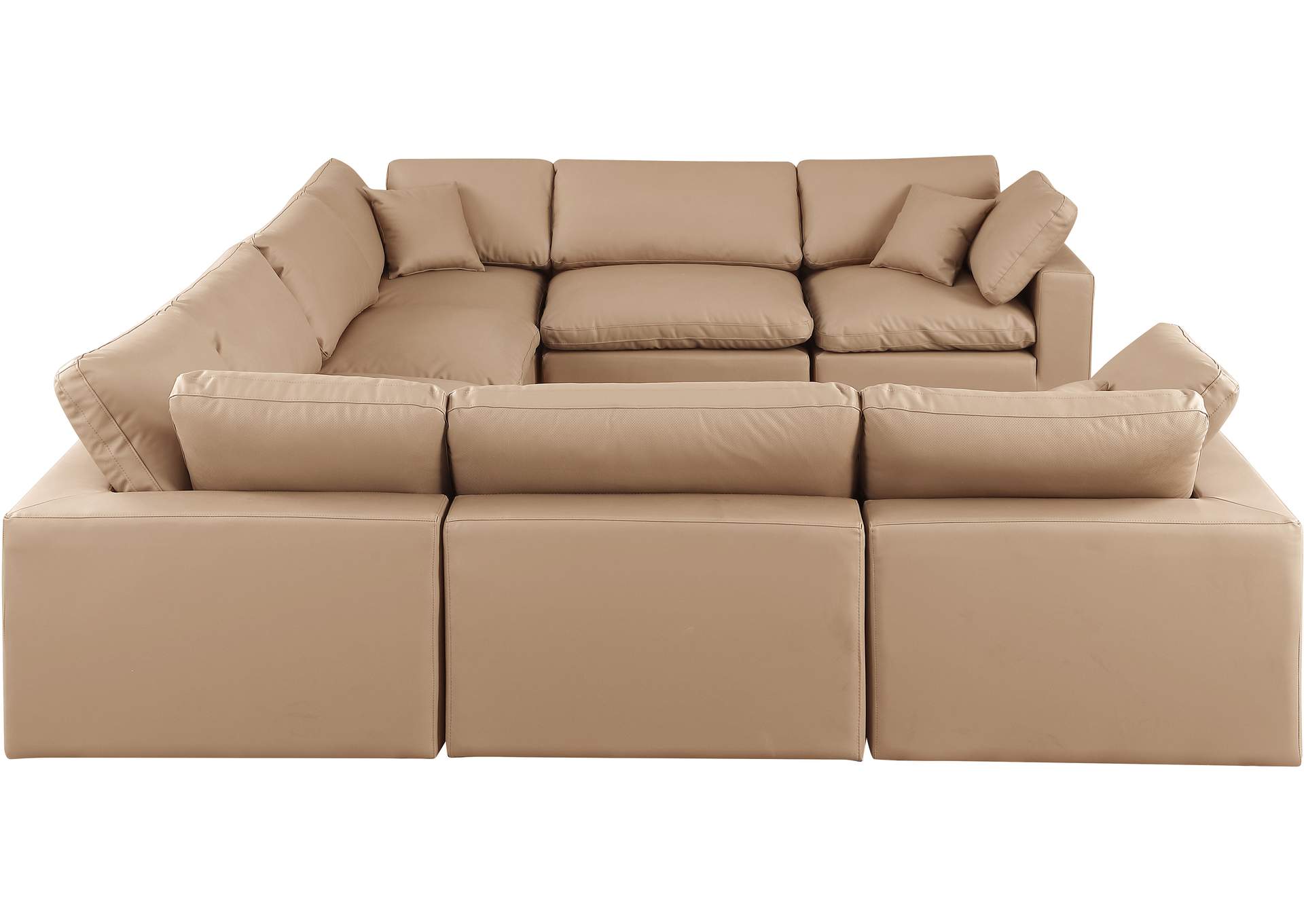 Comfy Tan Faux Leather Modular Sectional,Meridian Furniture