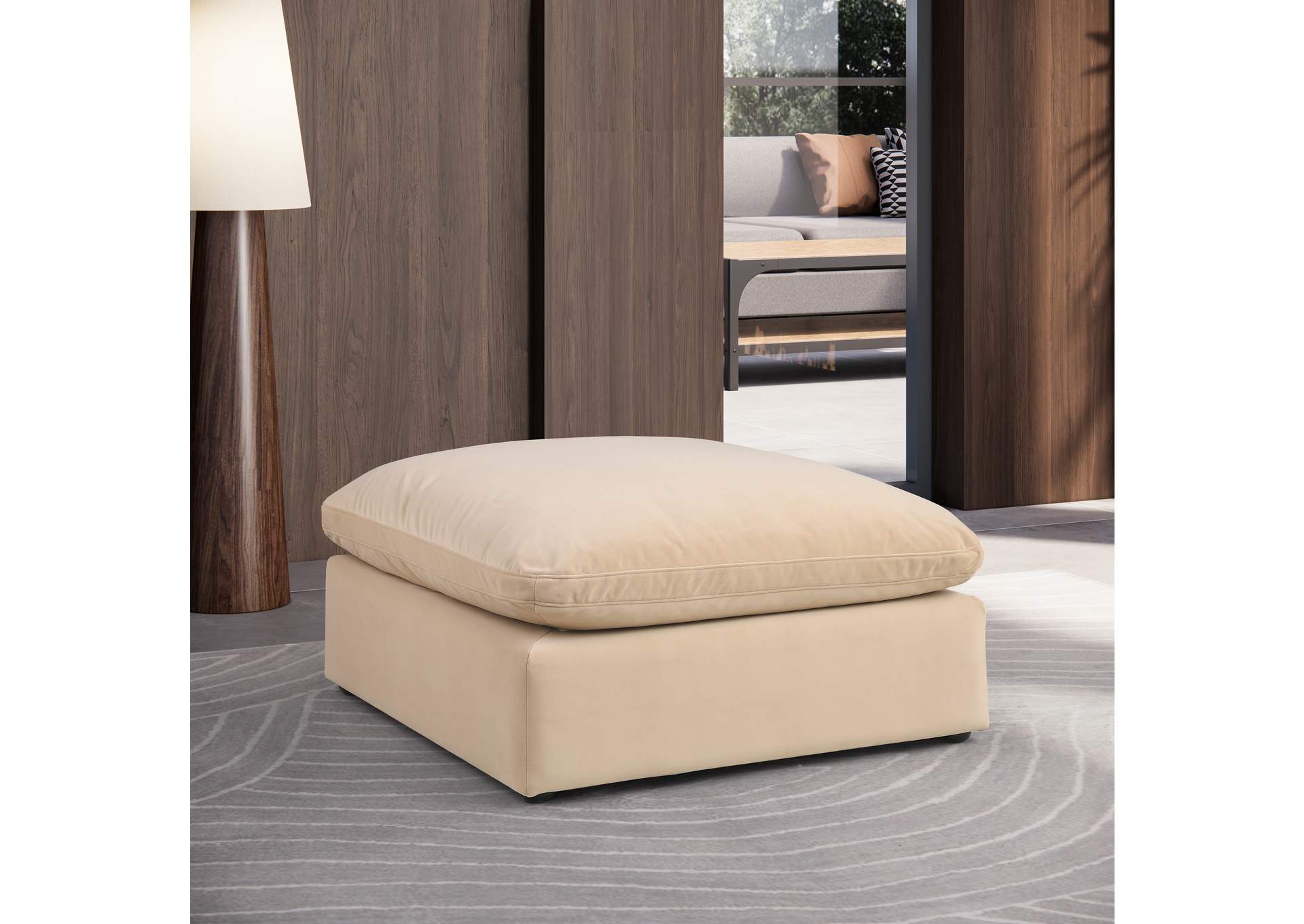 Comfy Beige Velvet Modular Ottoman,Meridian Furniture