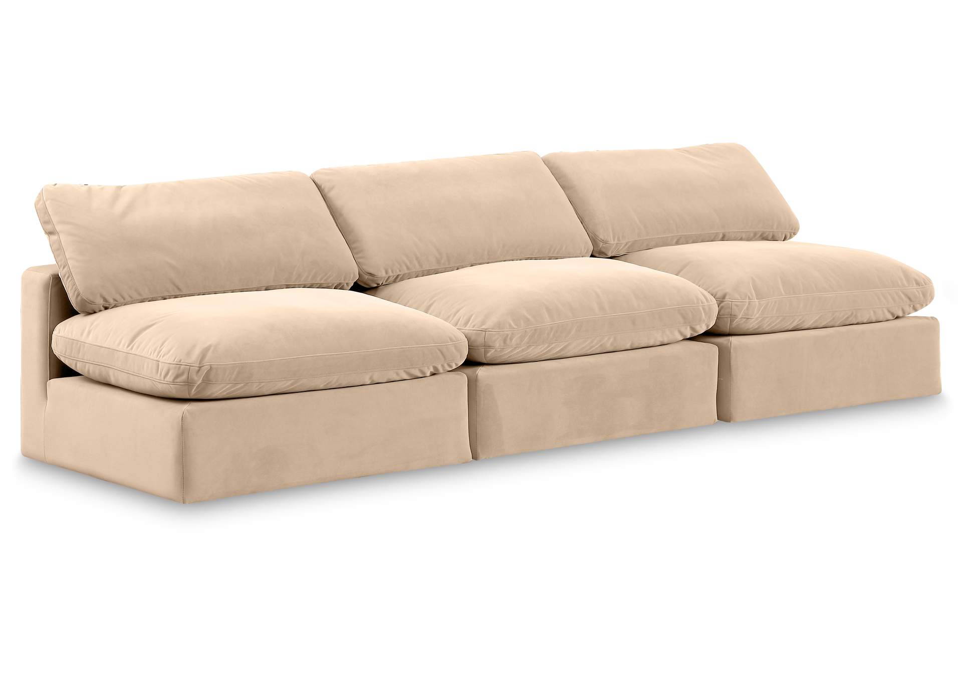 Comfy Beige Velvet Modular Sofa,Meridian Furniture