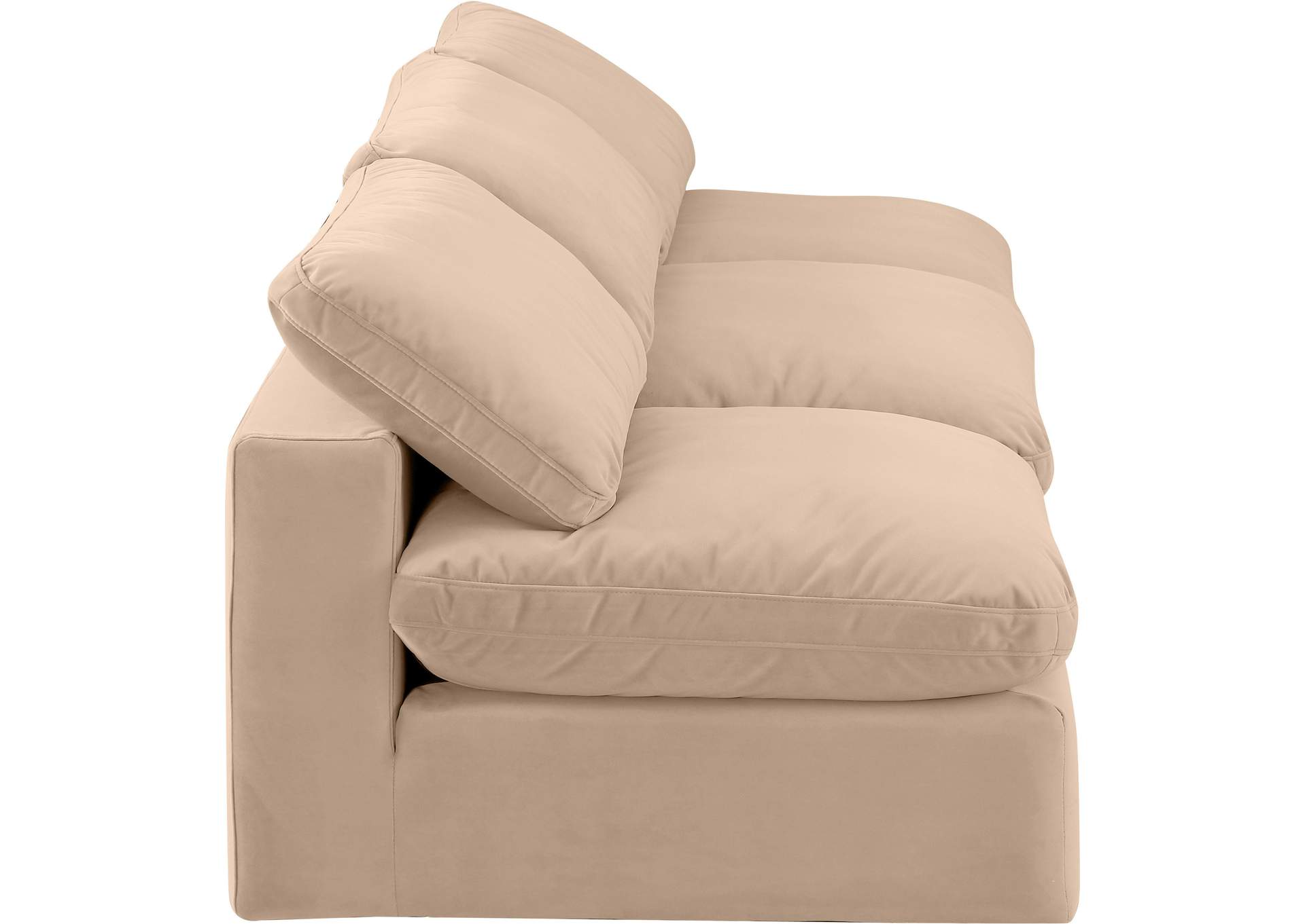 Comfy Beige Velvet Modular Sofa,Meridian Furniture