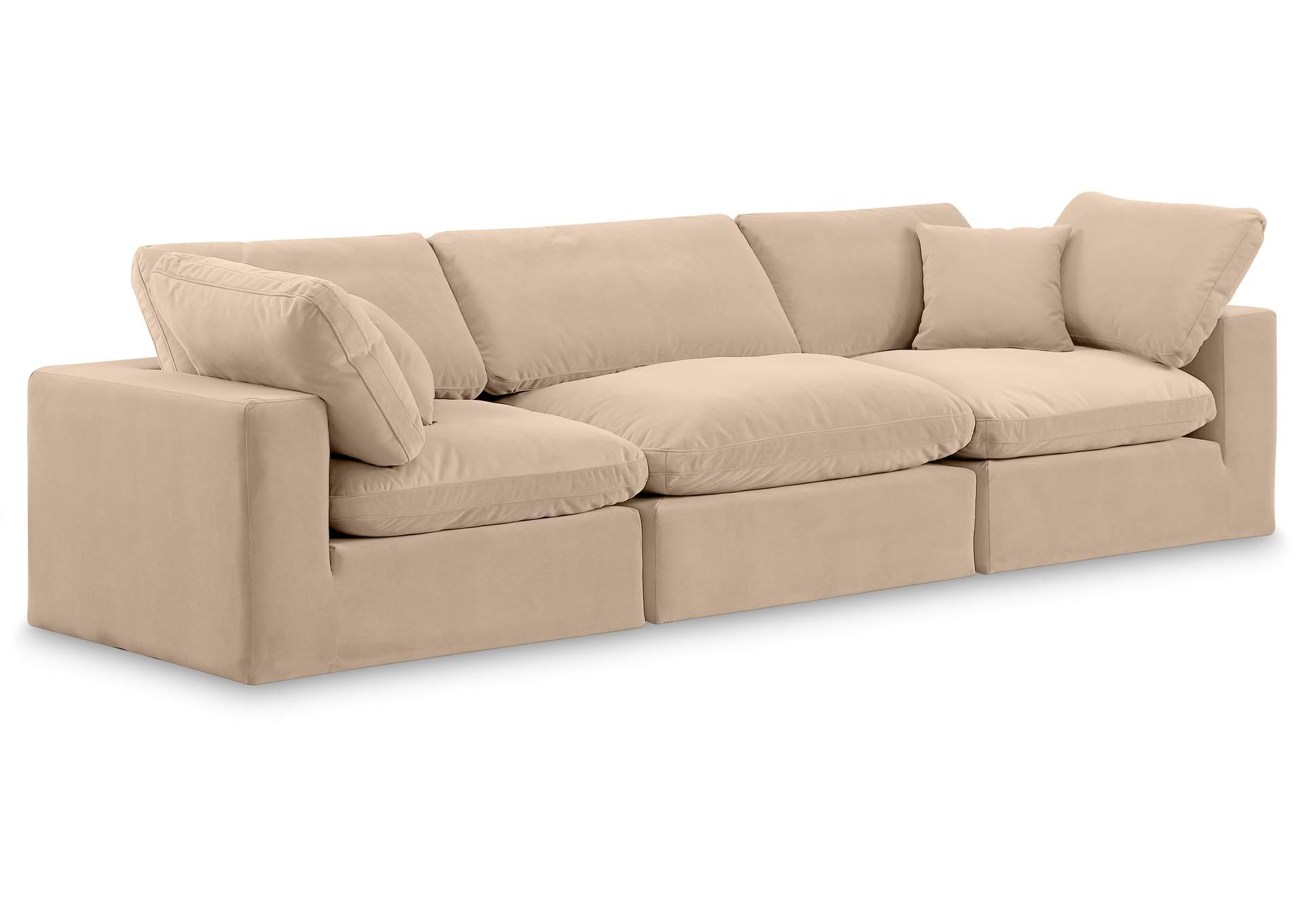 Comfy Beige Velvet Modular Sofa,Meridian Furniture