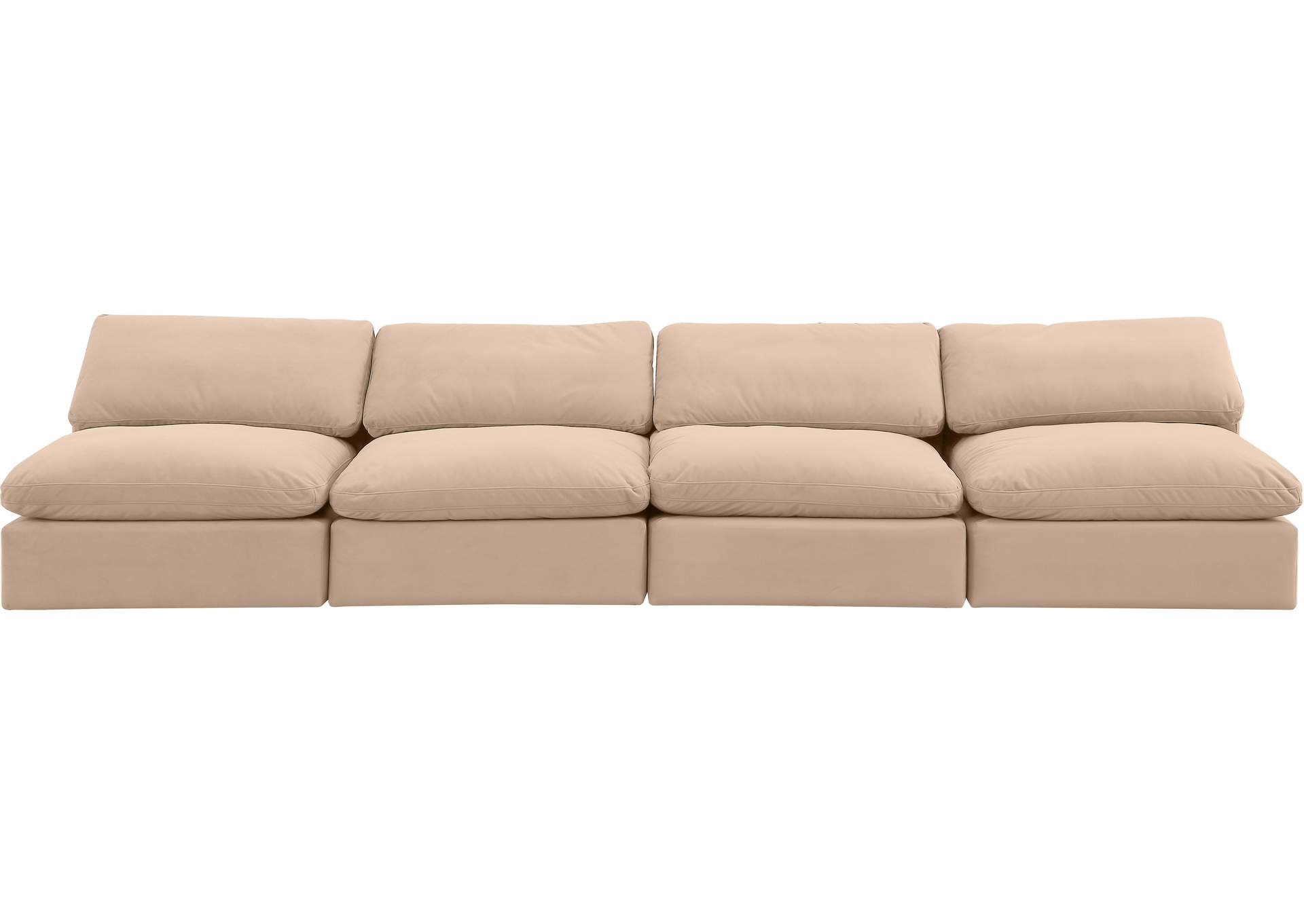 Comfy Beige Velvet Modular Sofa,Meridian Furniture