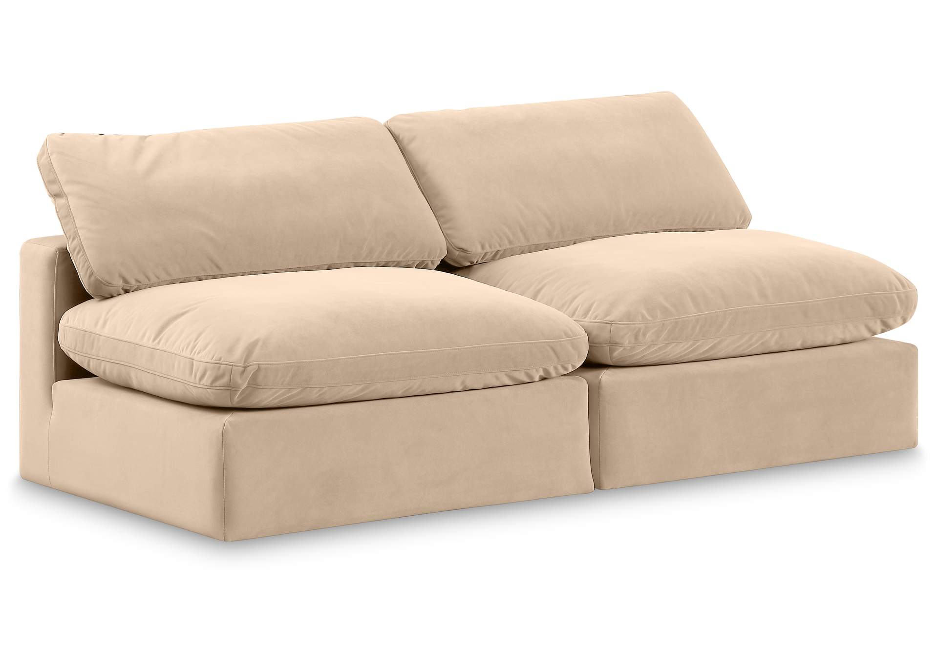 Comfy Beige Velvet Modular Sofa,Meridian Furniture