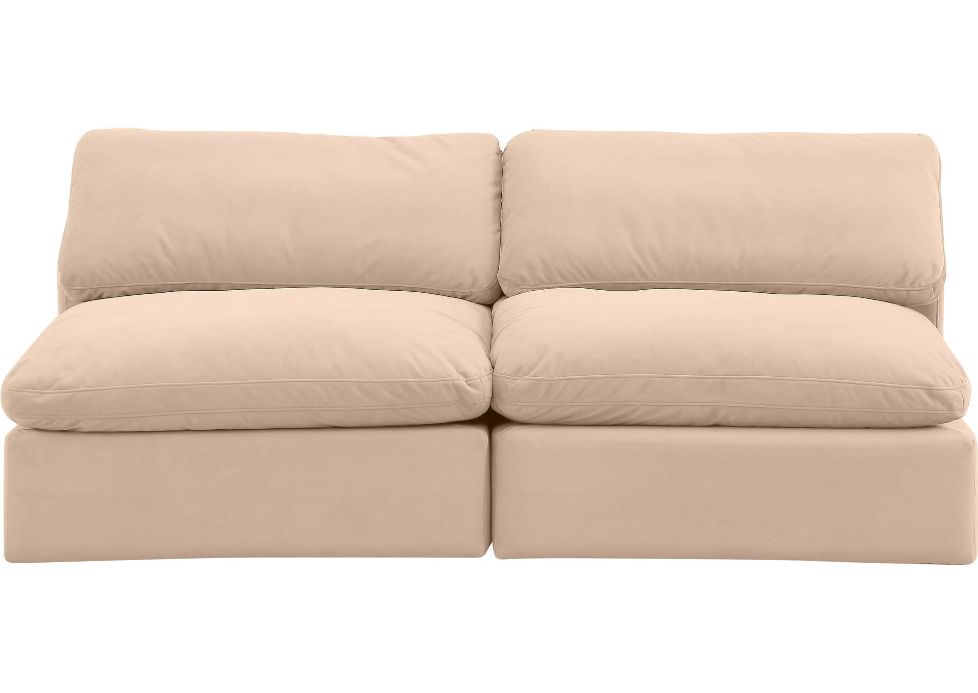 Comfy Beige Velvet Modular Sofa,Meridian Furniture