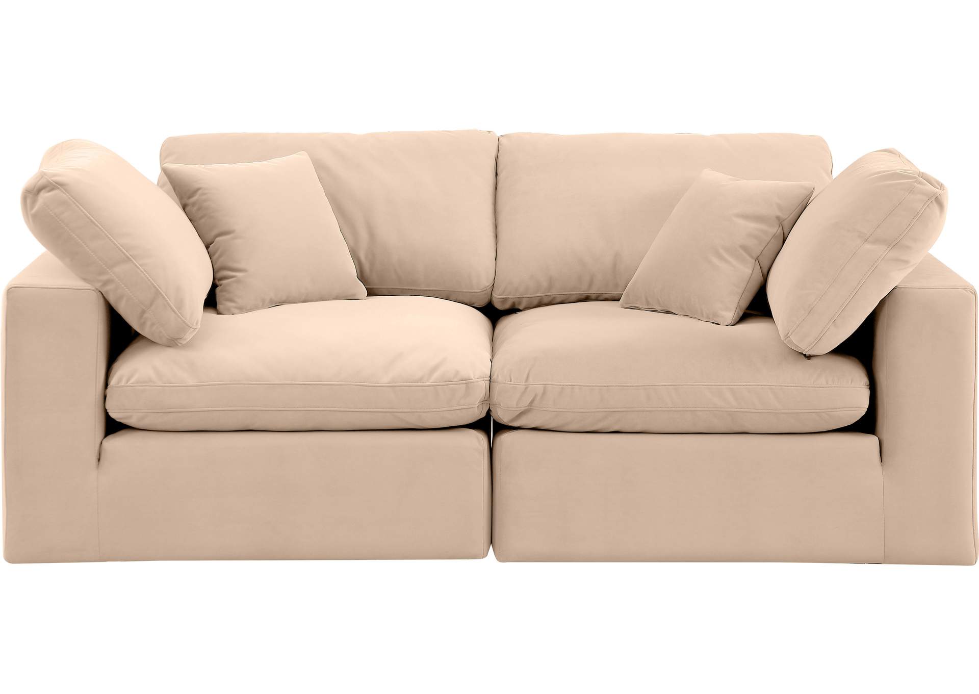 Comfy Beige Velvet Modular Sofa,Meridian Furniture