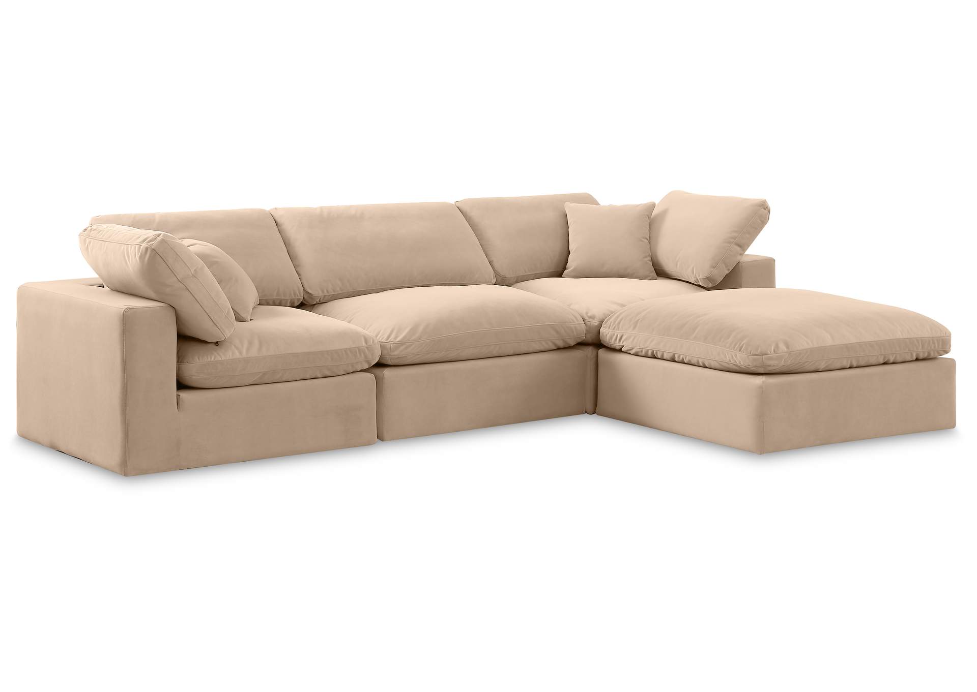 Comfy Beige Velvet Modular Sectional,Meridian Furniture