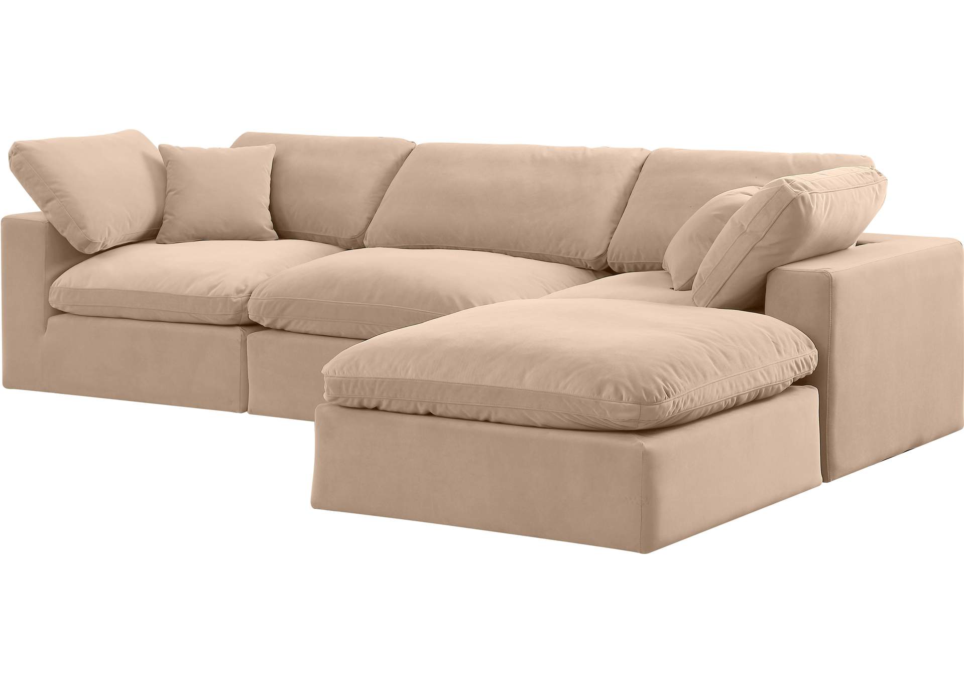 Comfy Beige Velvet Modular Sectional,Meridian Furniture