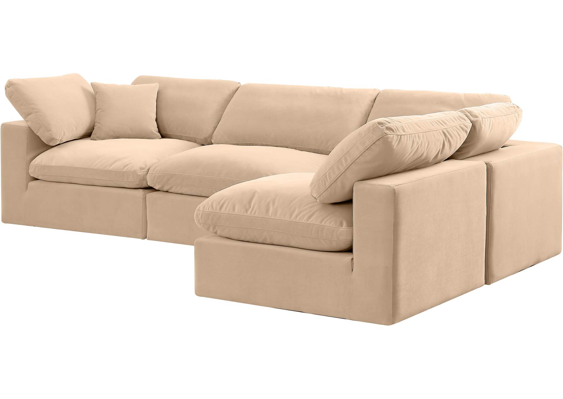 Comfy Beige Velvet Modular Sectional,Meridian Furniture