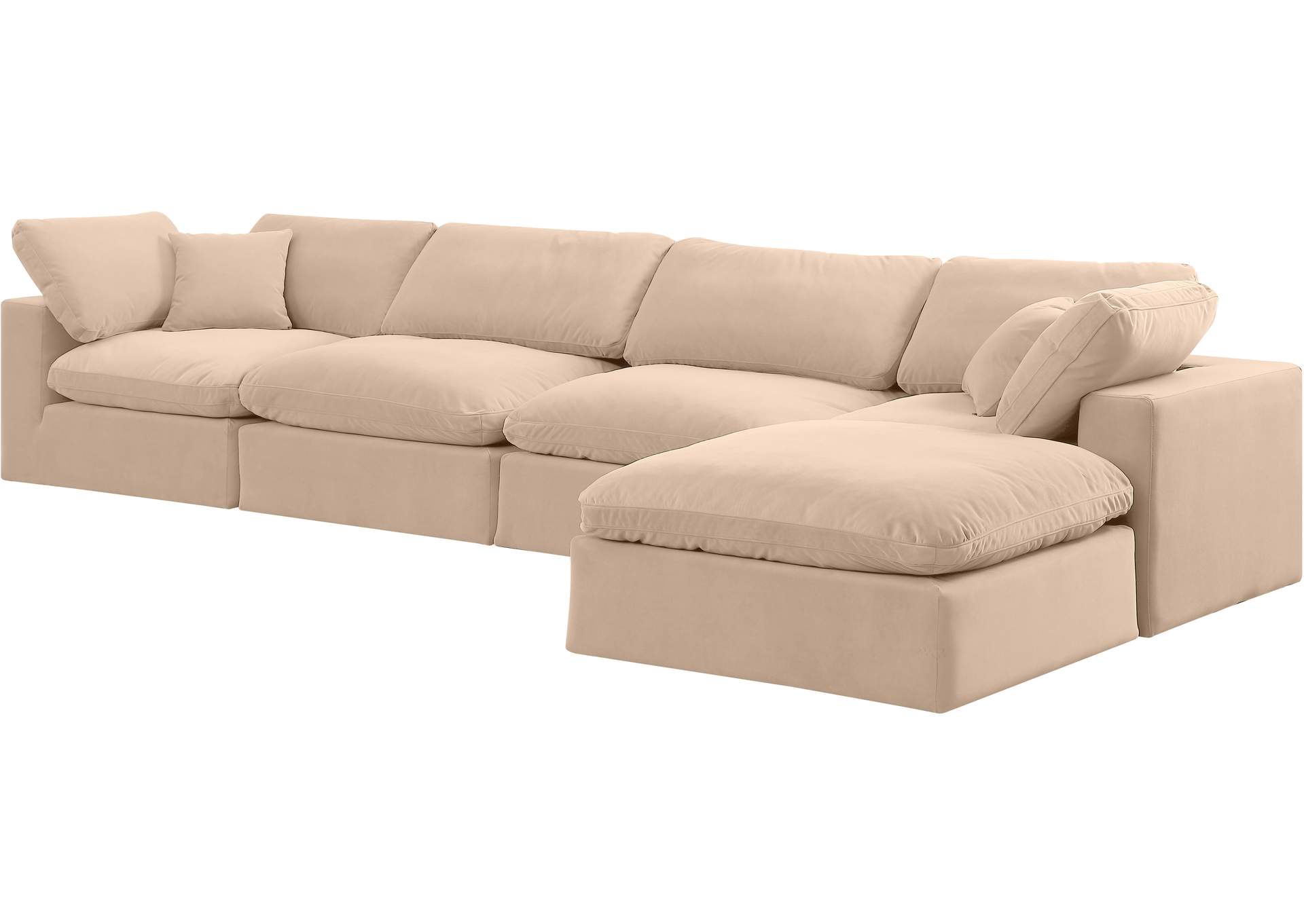 Comfy Beige Velvet Modular Sectional,Meridian Furniture