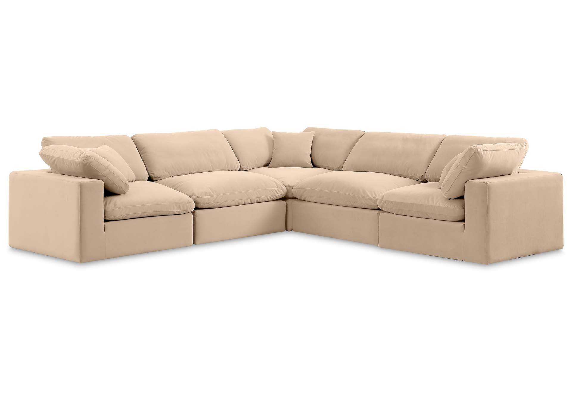 Comfy Beige Velvet Modular Sectional,Meridian Furniture