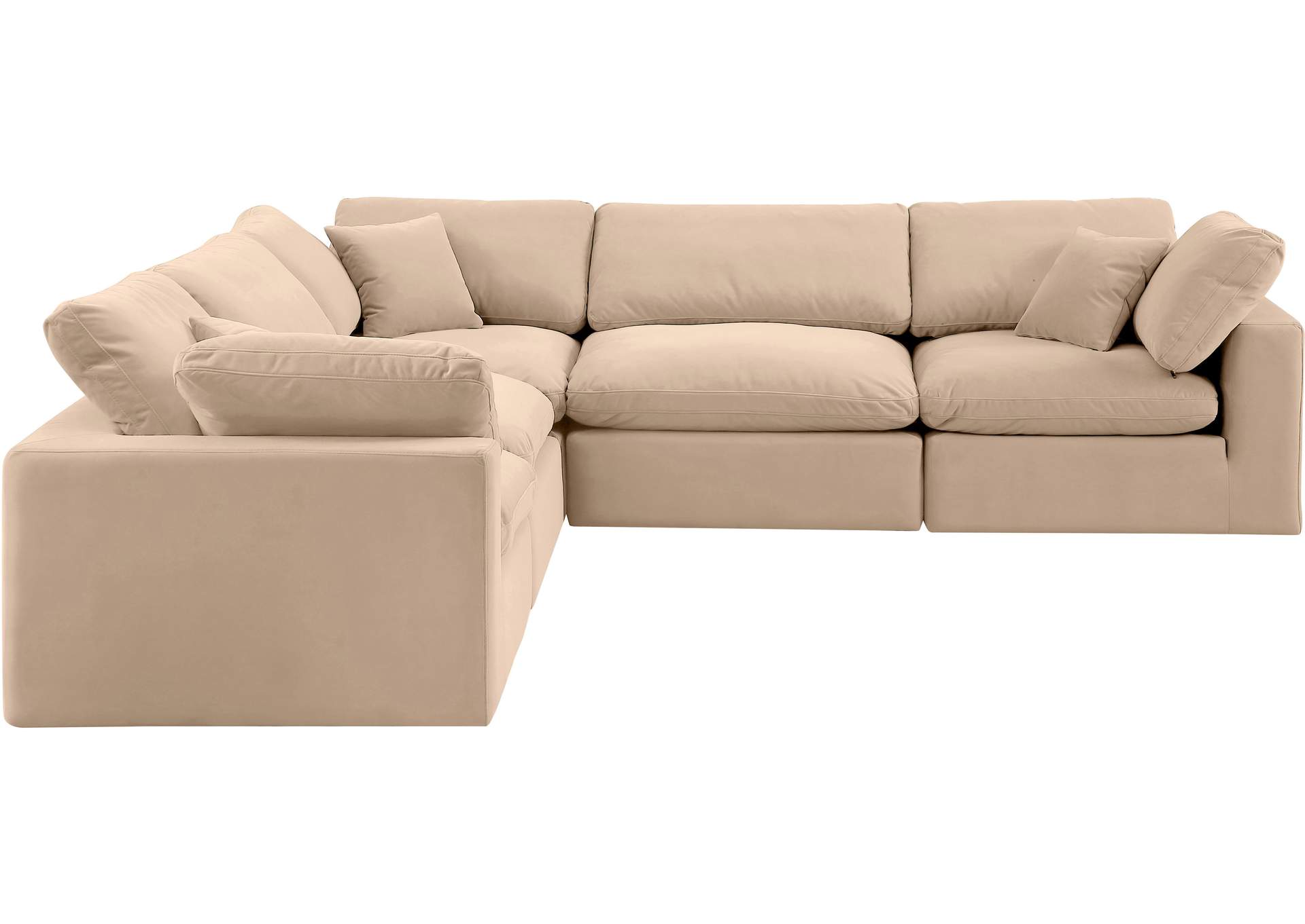 Comfy Beige Velvet Modular Sectional,Meridian Furniture