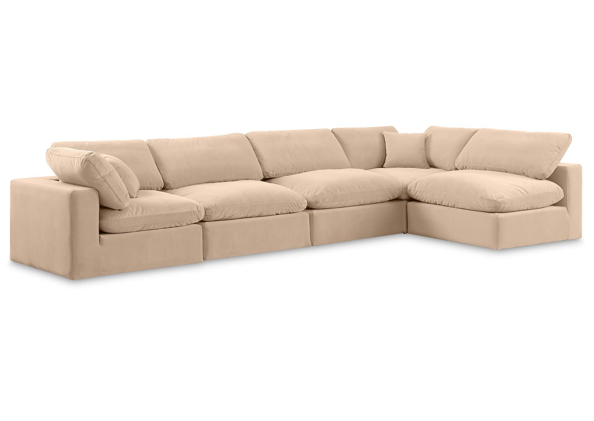 Comfy Beige Velvet Modular Sectional,Meridian Furniture