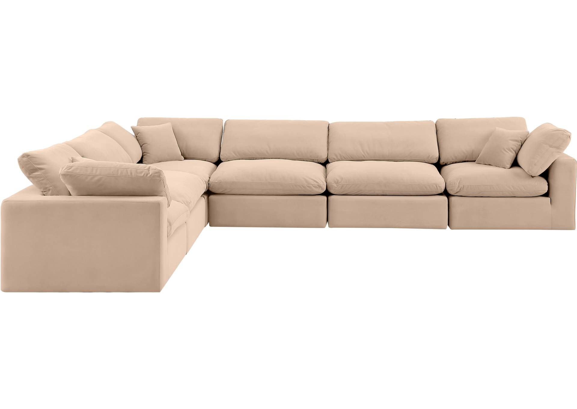 Comfy Beige Velvet Modular Sectional,Meridian Furniture