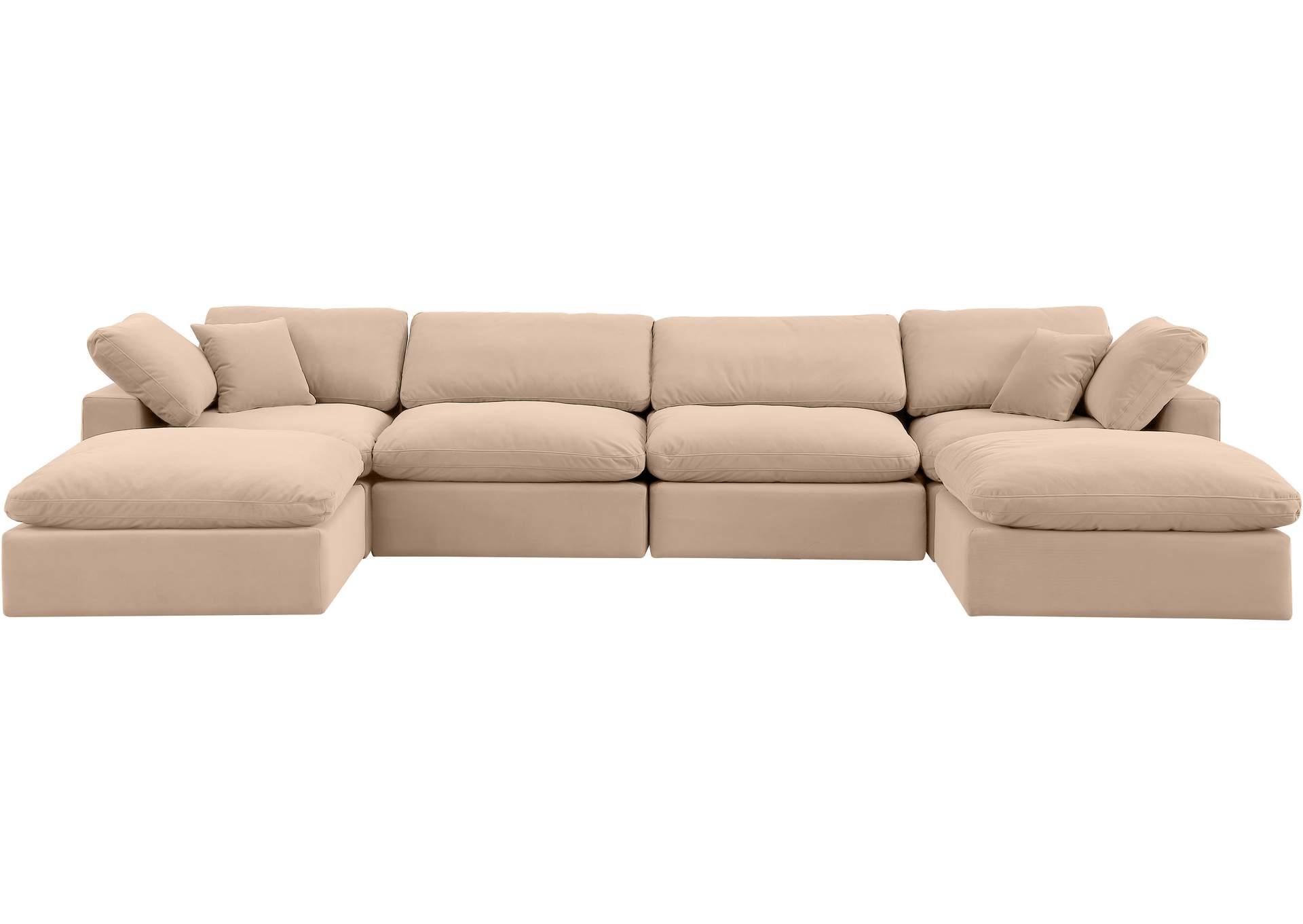 Comfy Beige Velvet Modular Sectional,Meridian Furniture