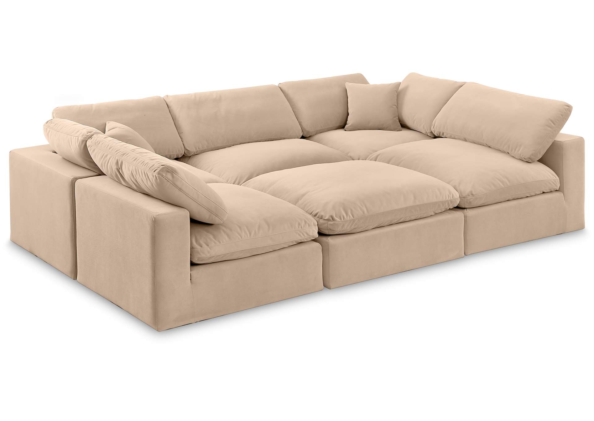 Comfy Beige Velvet Modular Sectional,Meridian Furniture