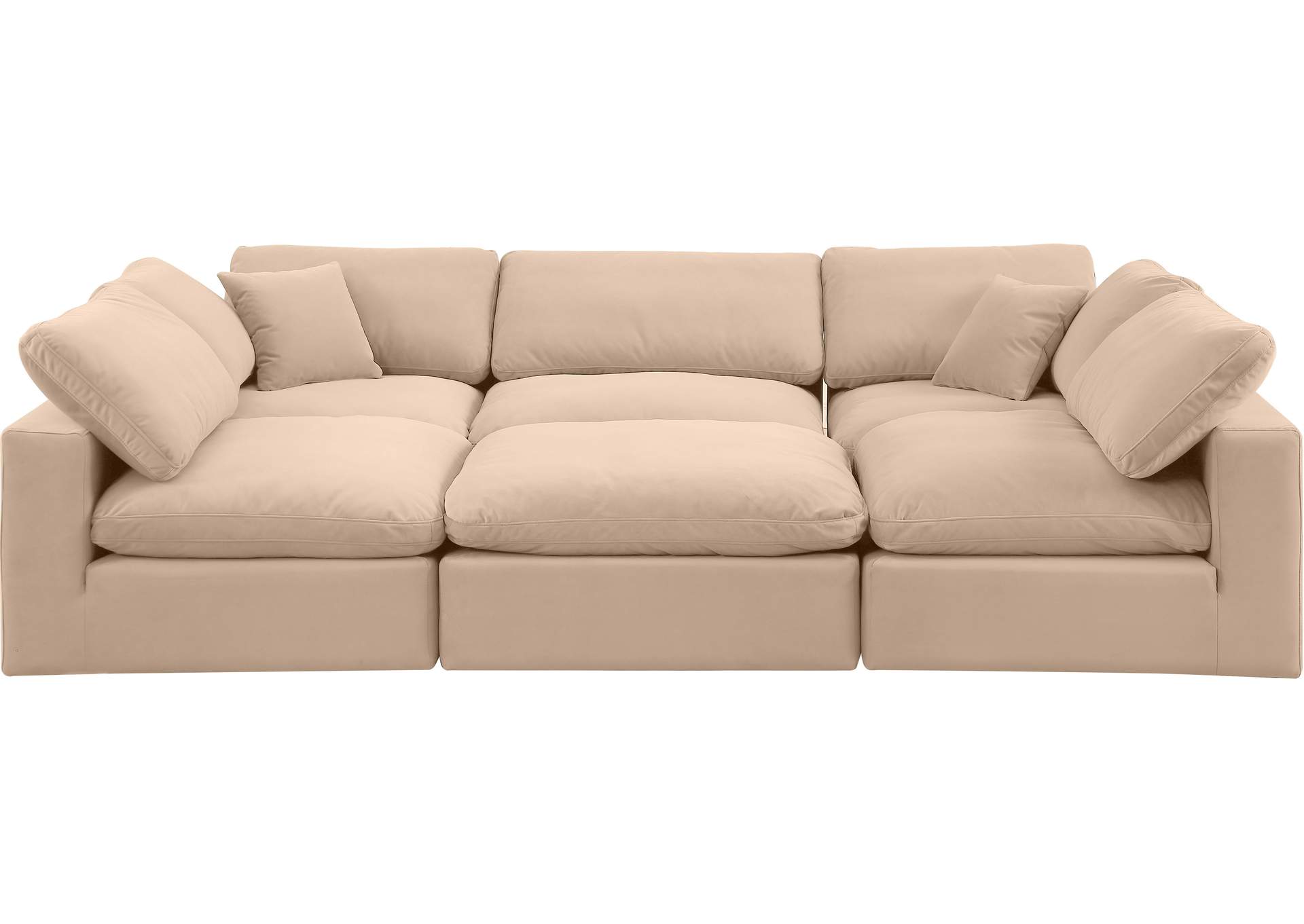 Comfy Beige Velvet Modular Sectional,Meridian Furniture