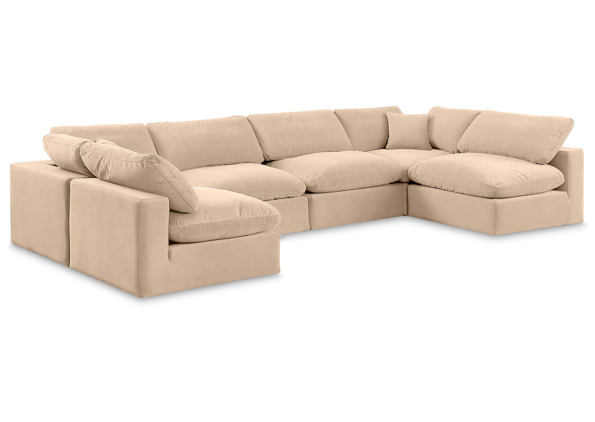 Comfy Beige Velvet Modular Sectional,Meridian Furniture