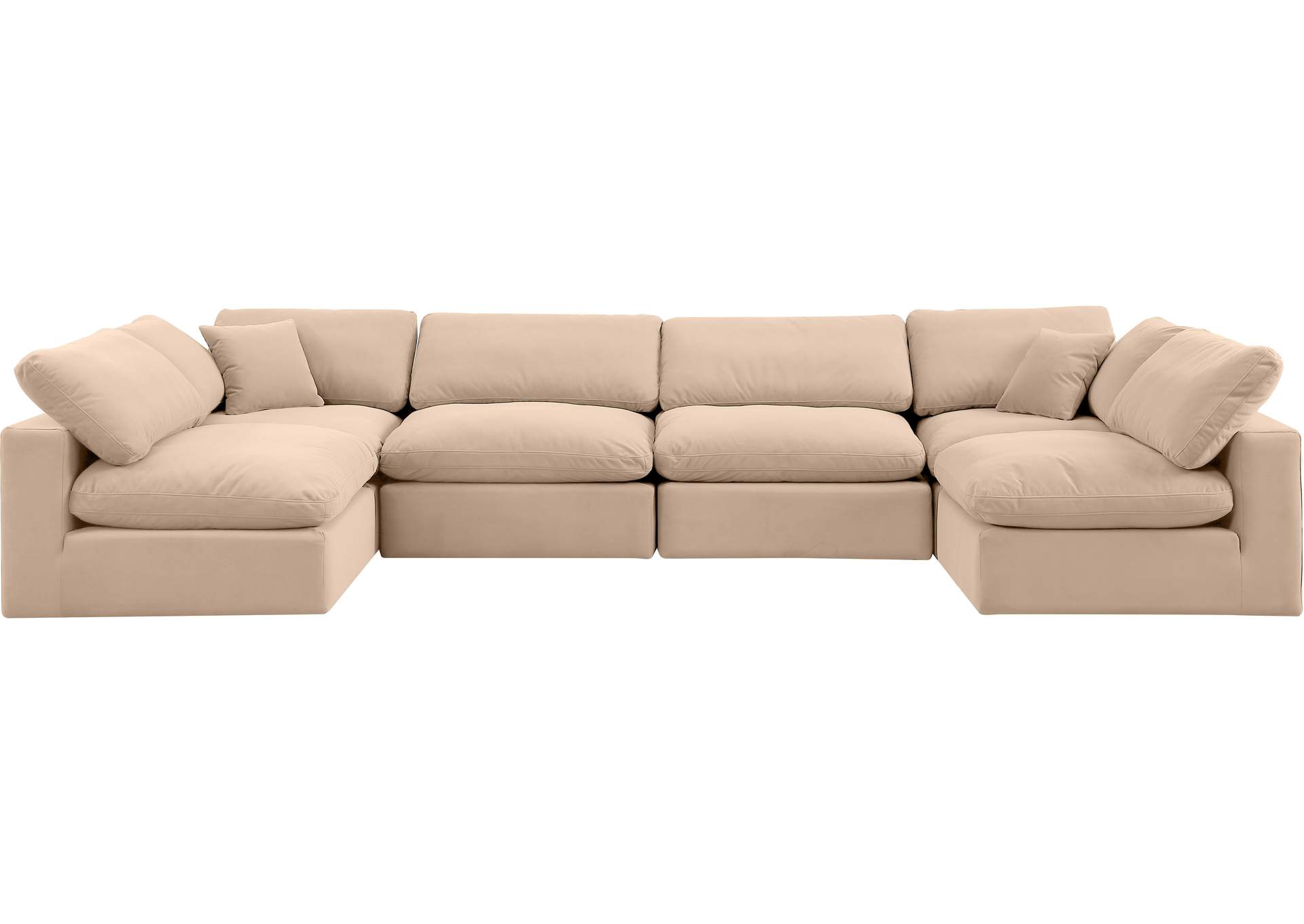 Comfy Beige Velvet Modular Sectional,Meridian Furniture
