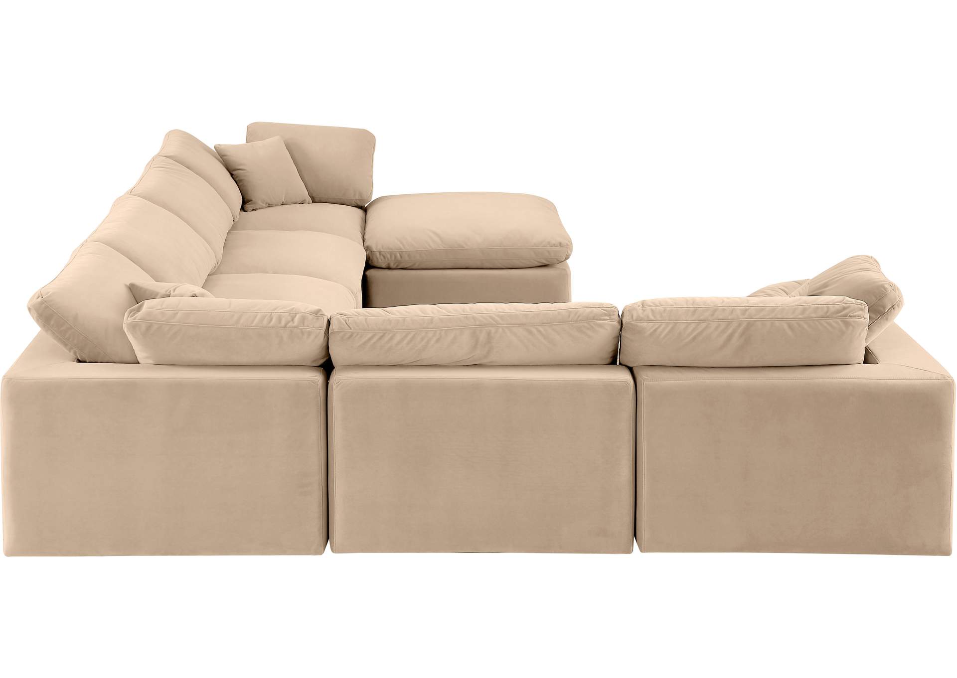 Comfy Beige Velvet Modular Sectional,Meridian Furniture