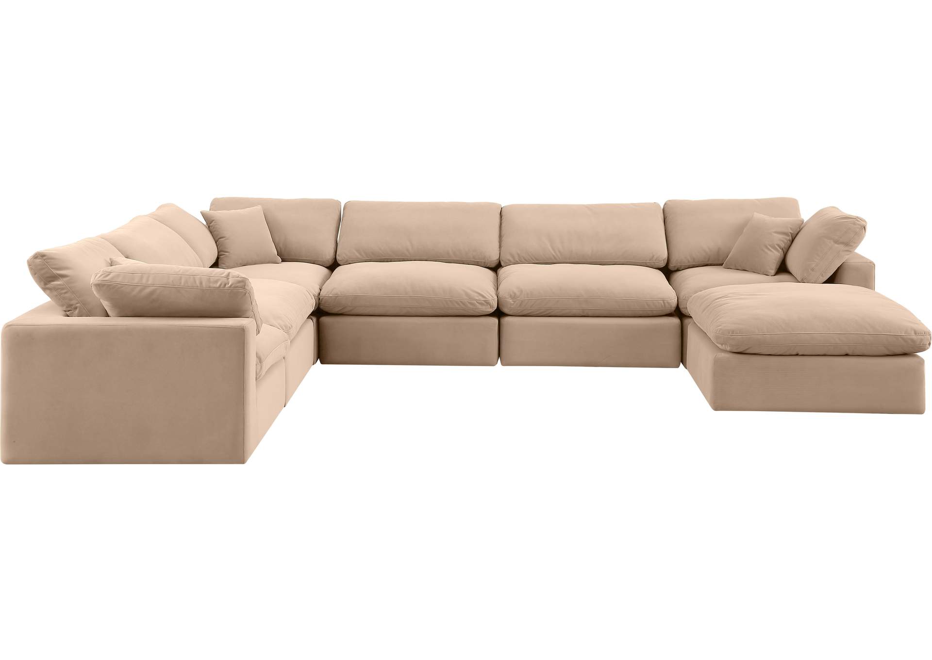 Comfy Beige Velvet Modular Sectional,Meridian Furniture