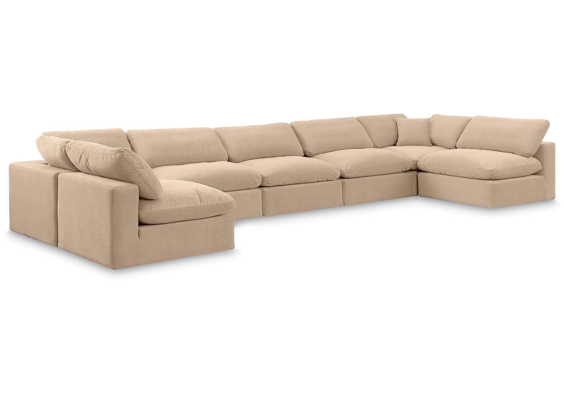 Comfy Beige Velvet Modular Sectional,Meridian Furniture