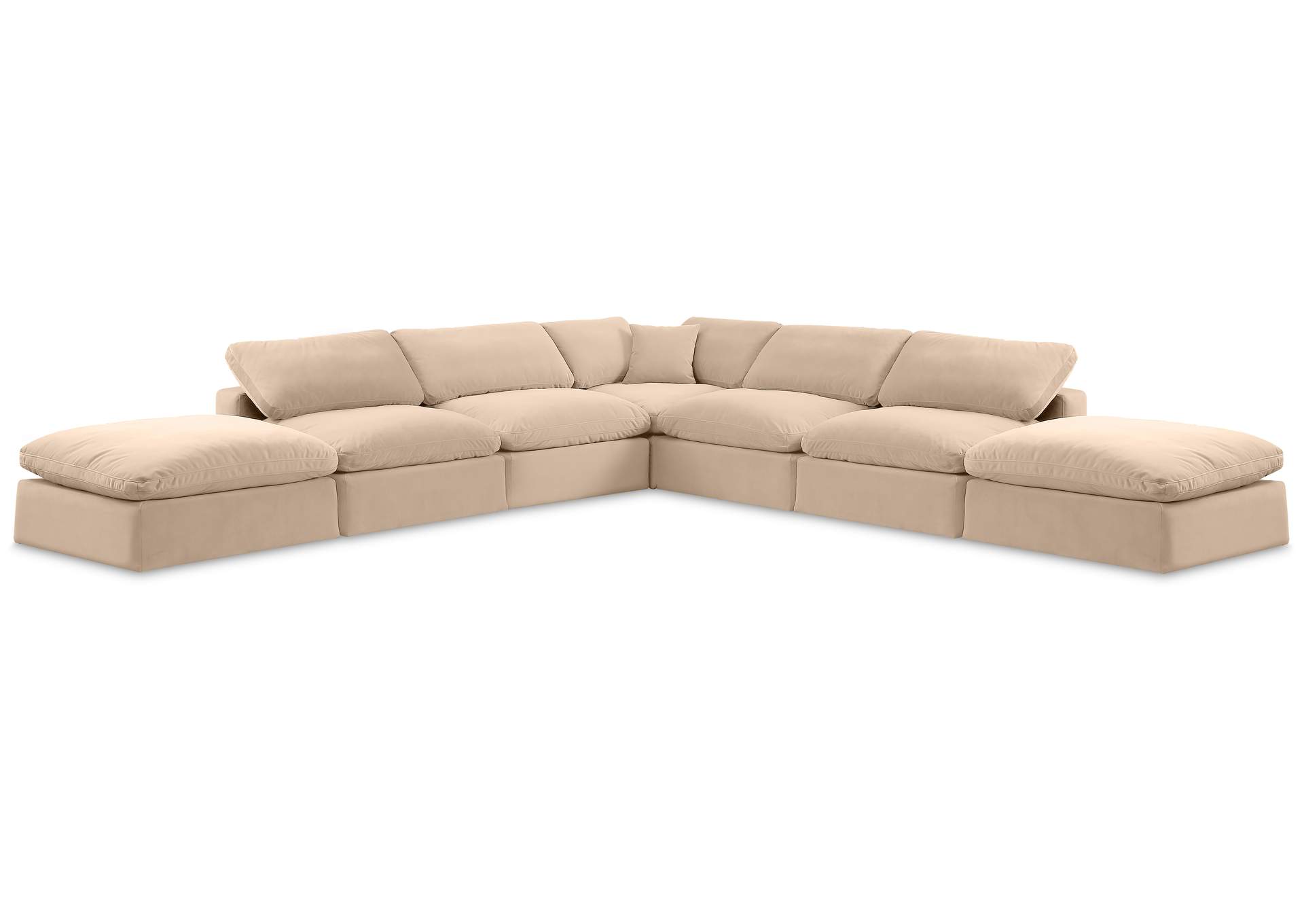 Comfy Beige Velvet Modular Sectional,Meridian Furniture