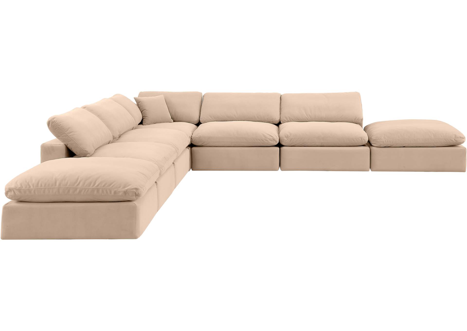 Comfy Beige Velvet Modular Sectional,Meridian Furniture