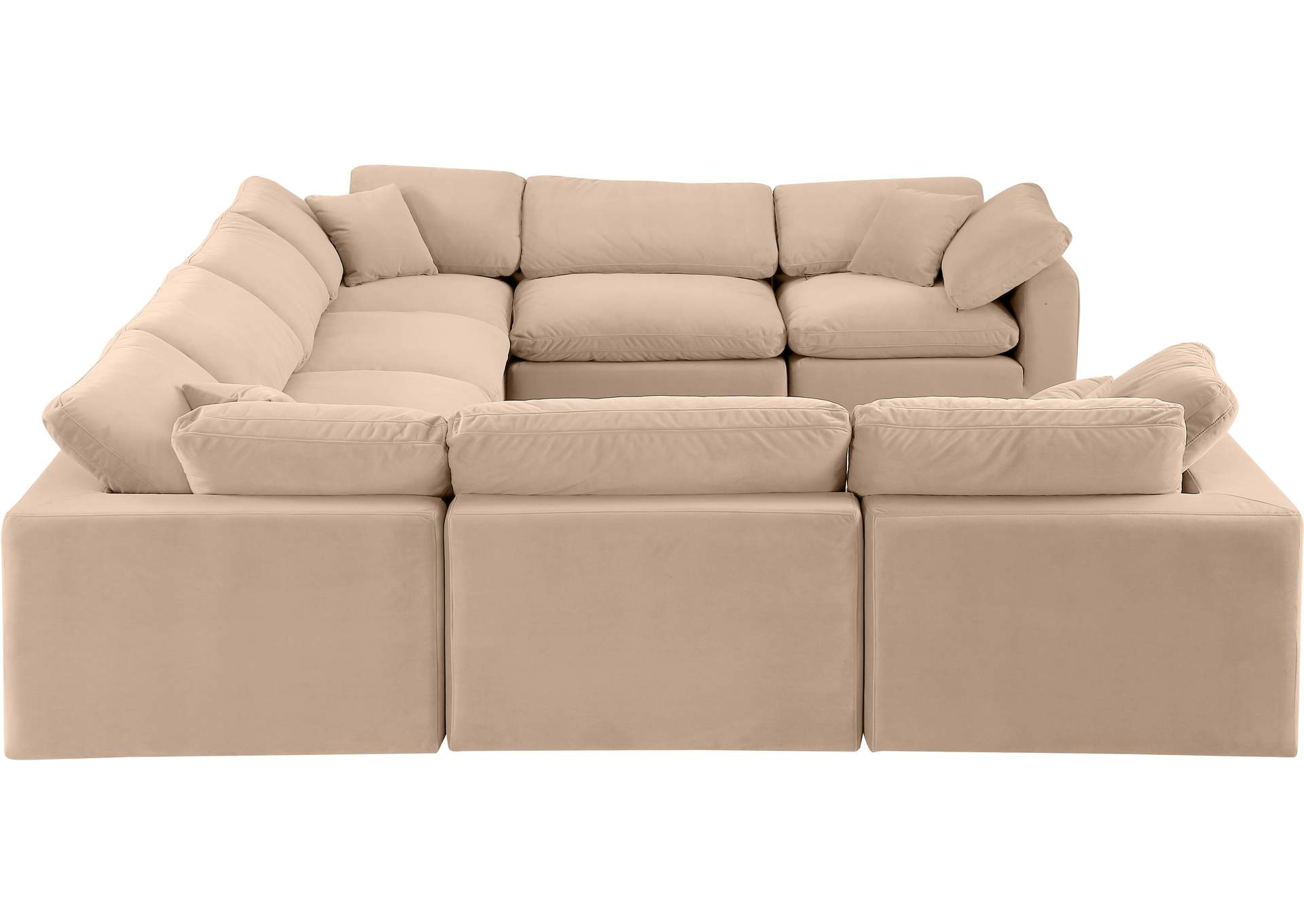 Comfy Beige Velvet Modular Sectional,Meridian Furniture