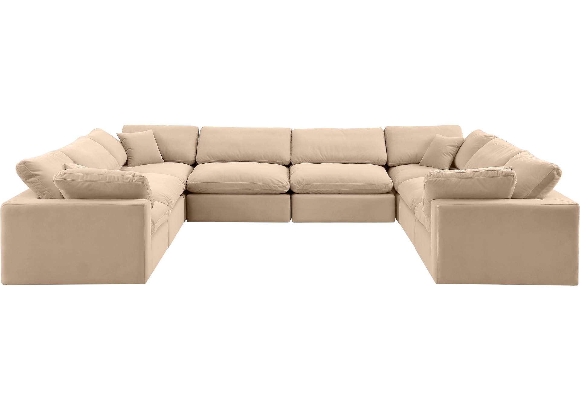 Comfy Beige Velvet Modular Sectional,Meridian Furniture