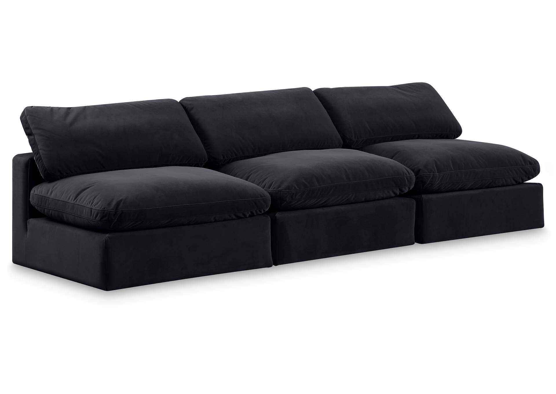 Comfy Black Velvet Modular Sofa,Meridian Furniture