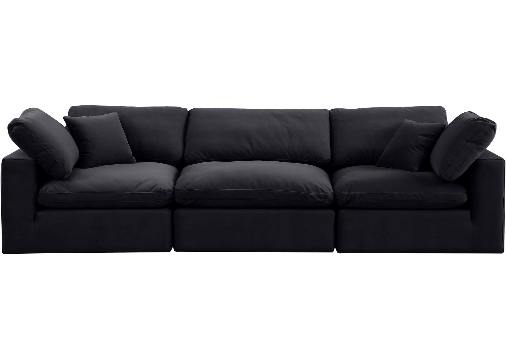Comfy Black Velvet Modular Sofa,Meridian Furniture