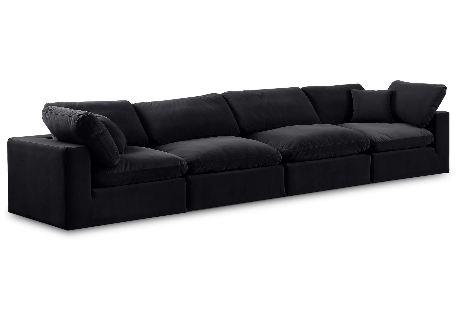 Comfy Black Velvet Modular Sofa,Meridian Furniture