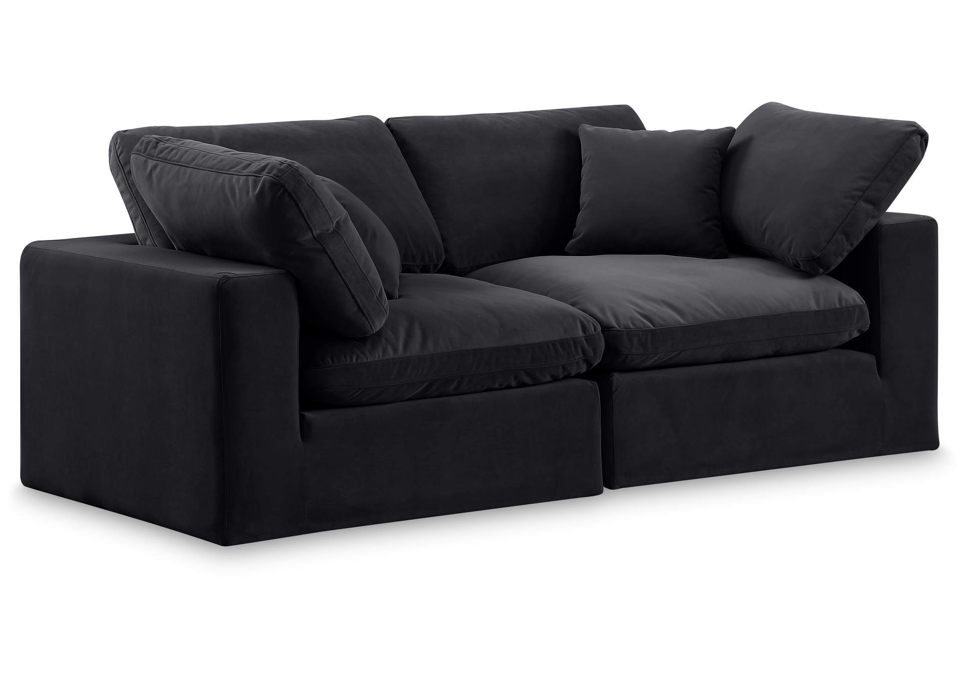 Comfy Black Velvet Modular Sofa,Meridian Furniture