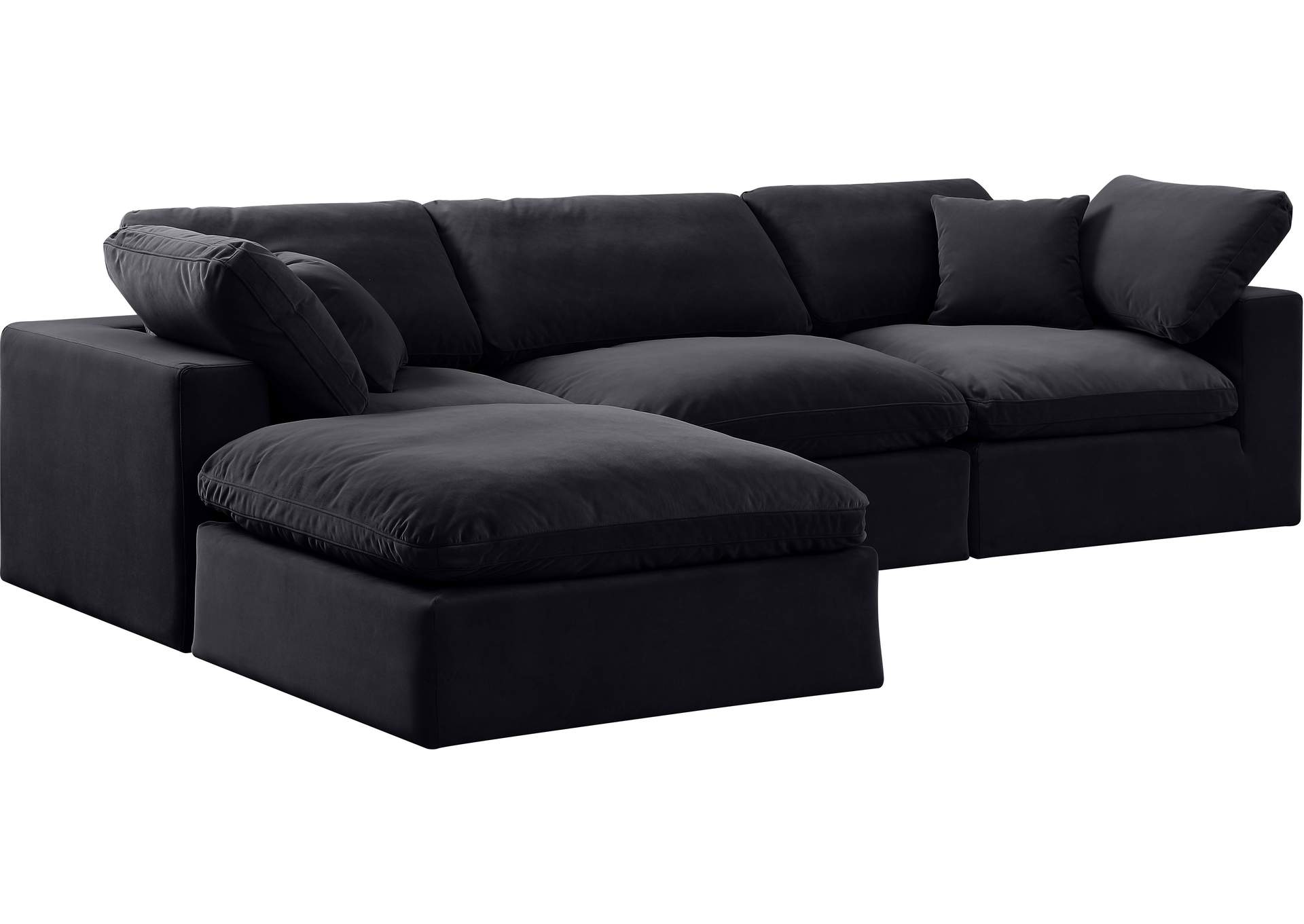 Comfy Black Velvet Modular Sectional,Meridian Furniture