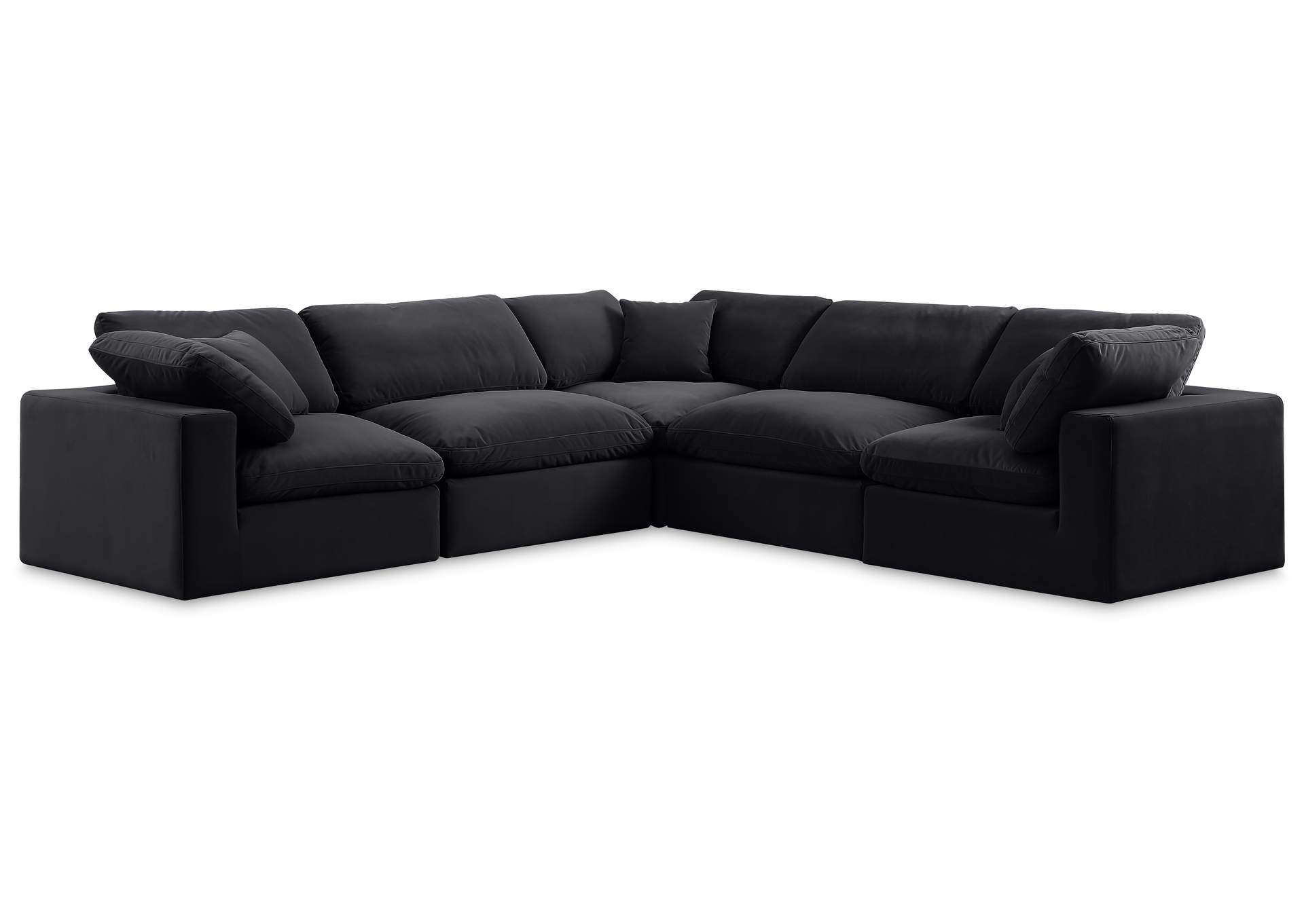 Comfy Black Velvet Modular Sectional,Meridian Furniture