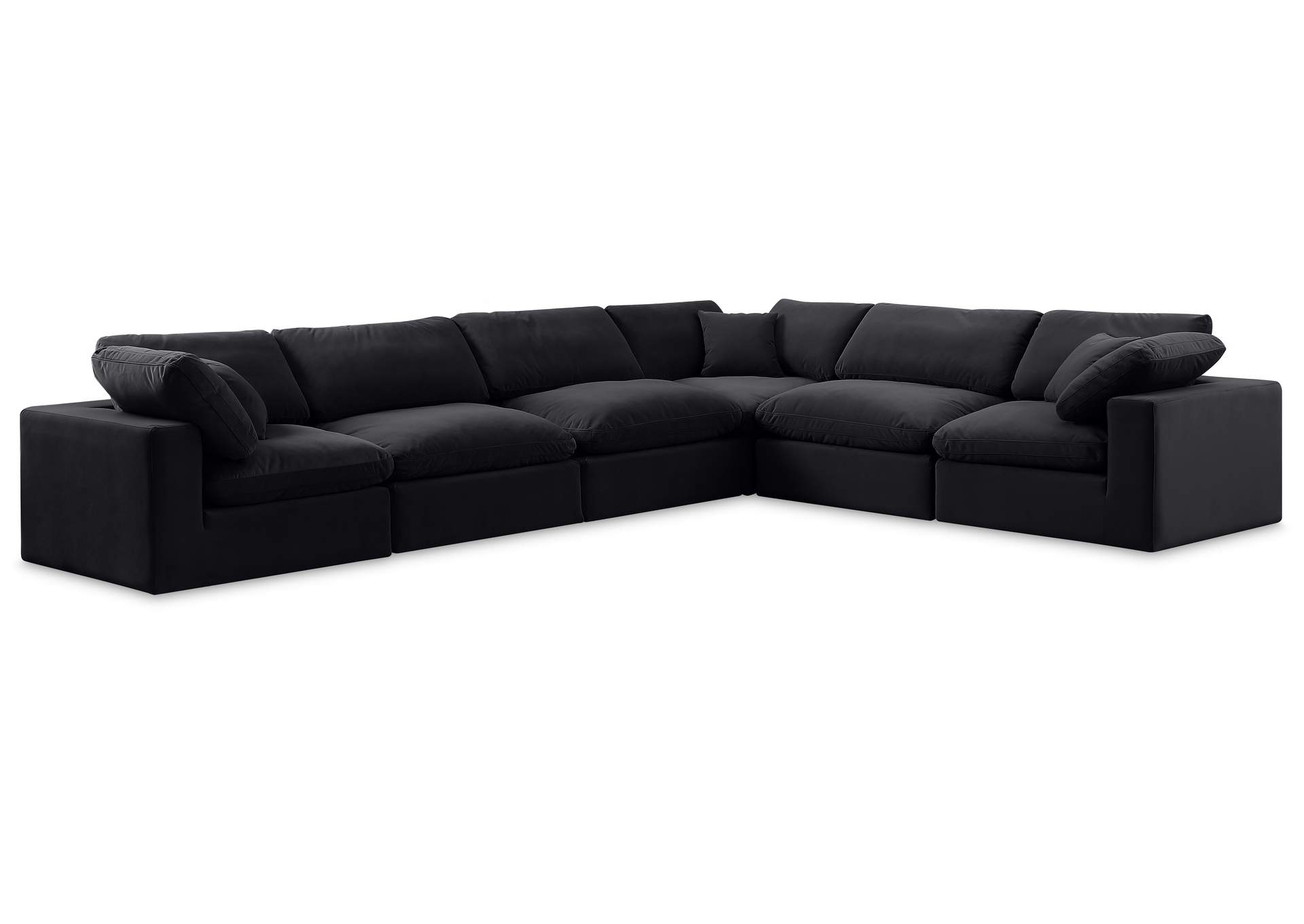 Comfy Black Velvet Modular Sectional,Meridian Furniture