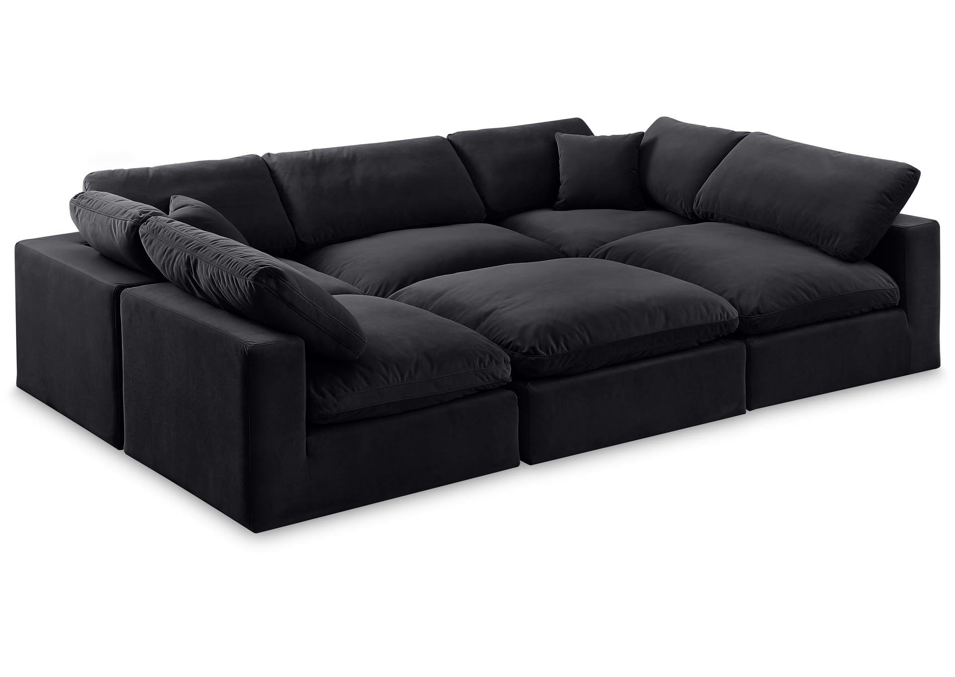 Comfy Black Velvet Modular Sectional,Meridian Furniture