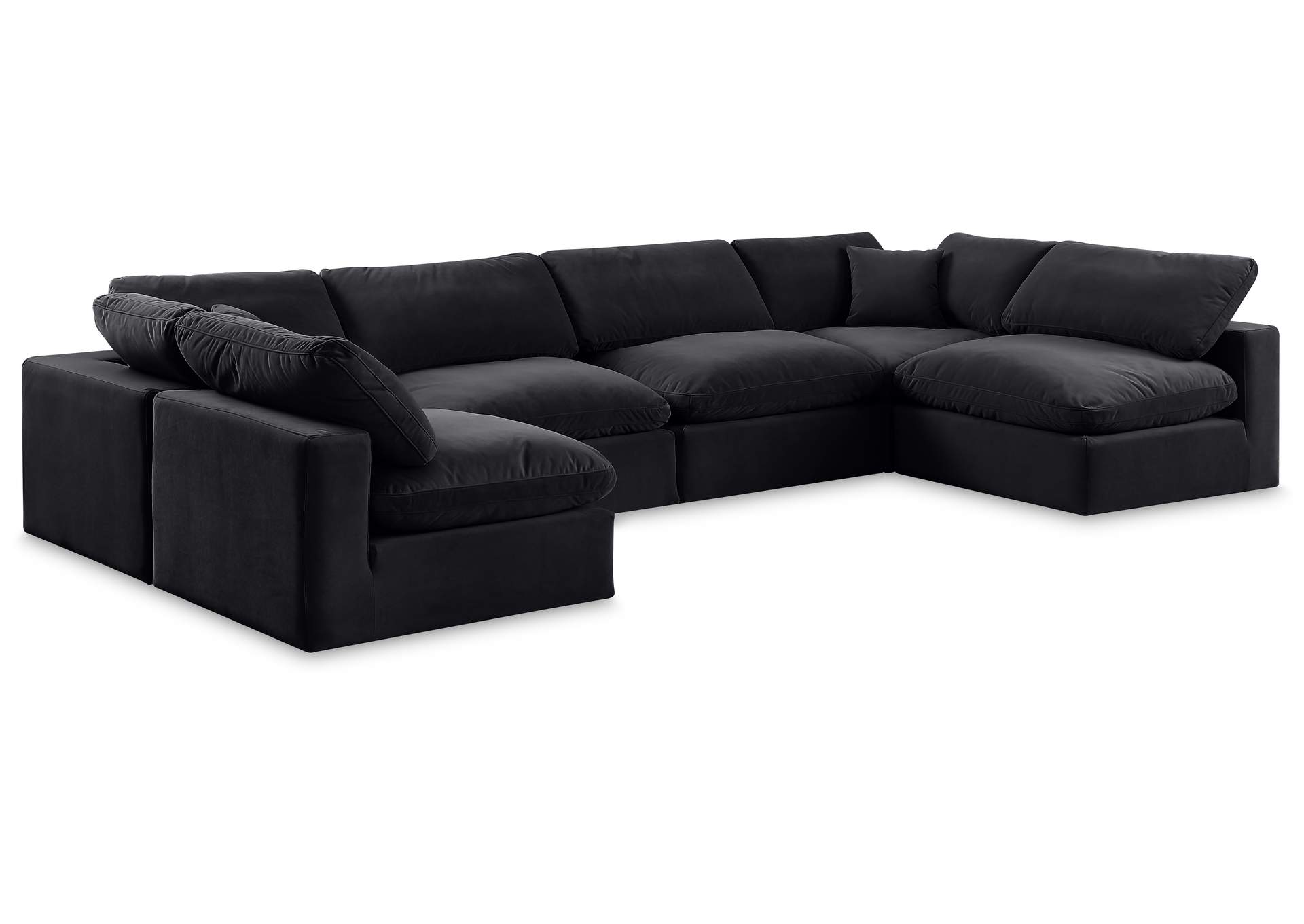 Comfy Black Velvet Modular Sectional,Meridian Furniture