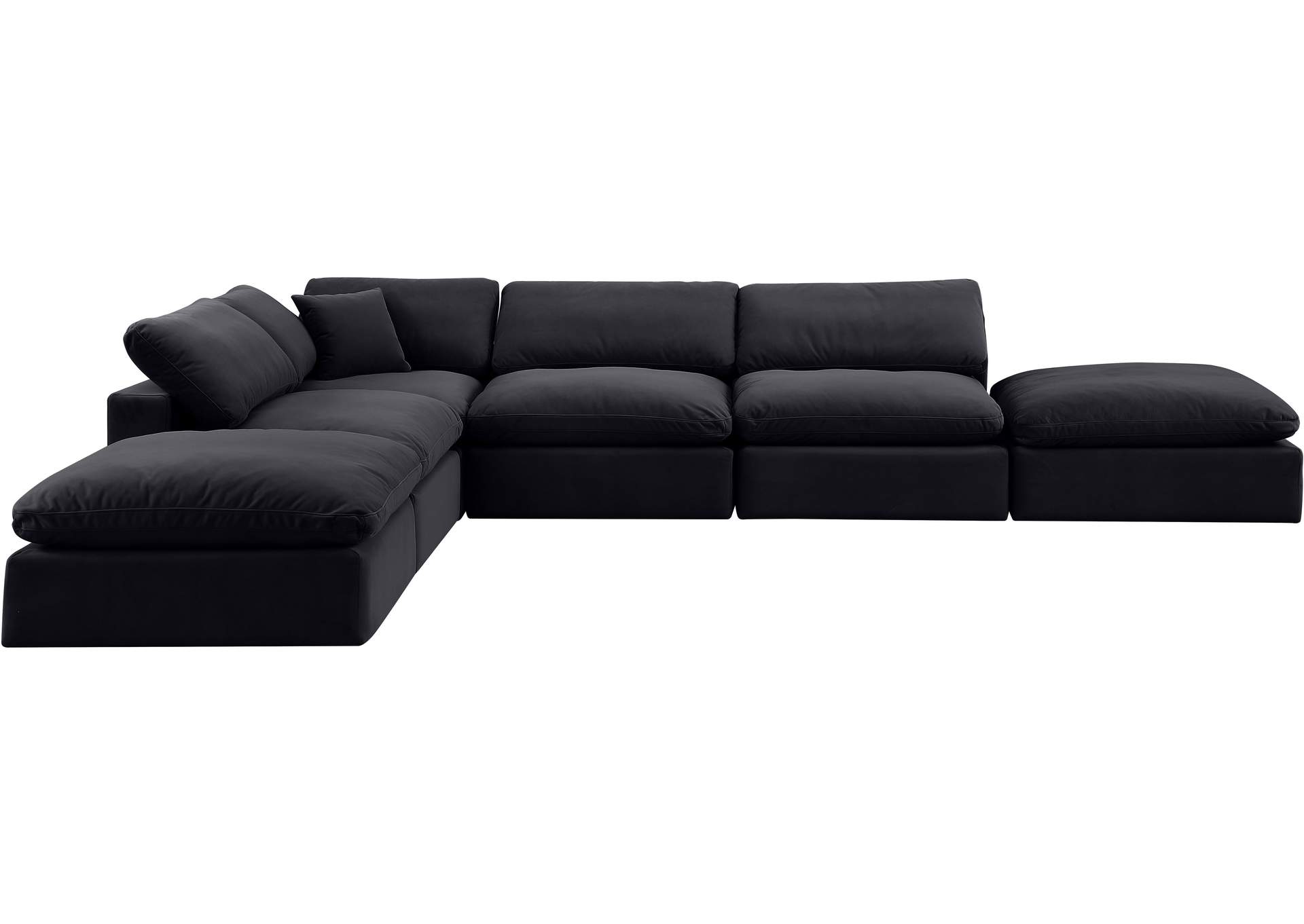 Comfy Black Velvet Modular Sectional,Meridian Furniture
