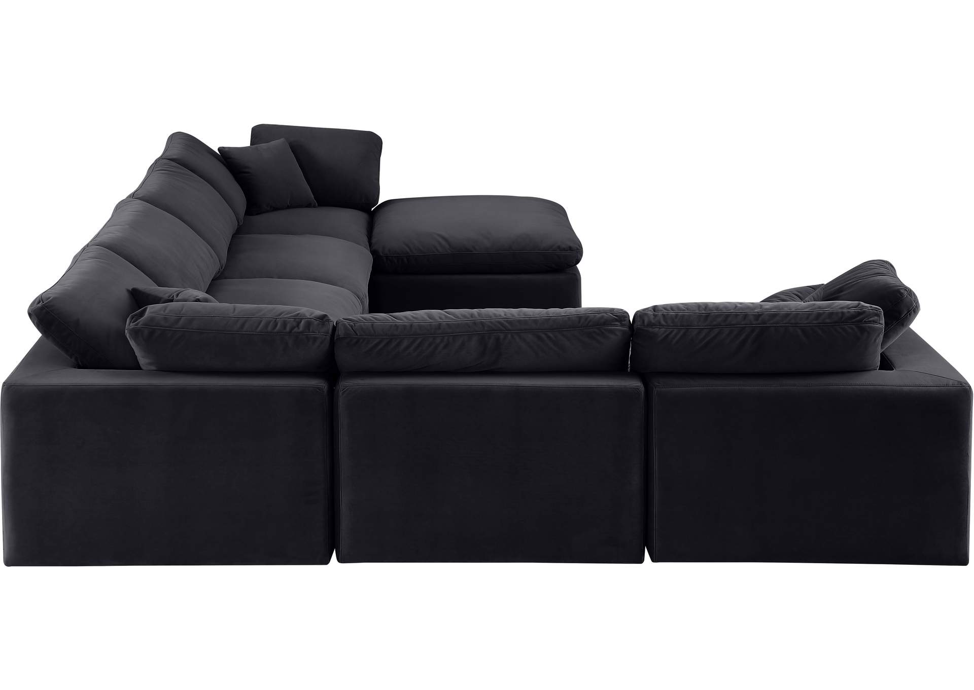Comfy Black Velvet Modular Sectional,Meridian Furniture