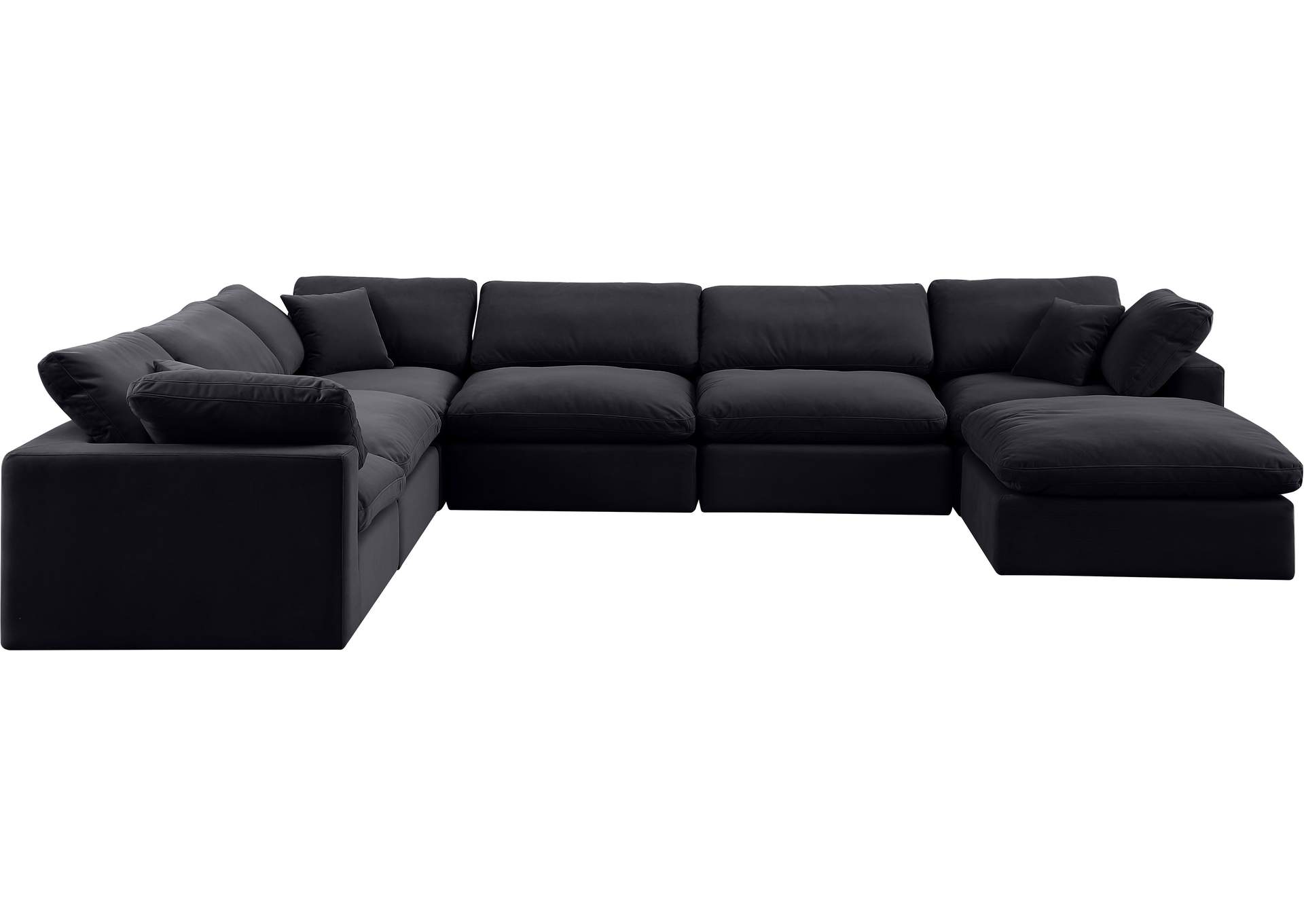 Comfy Black Velvet Modular Sectional,Meridian Furniture