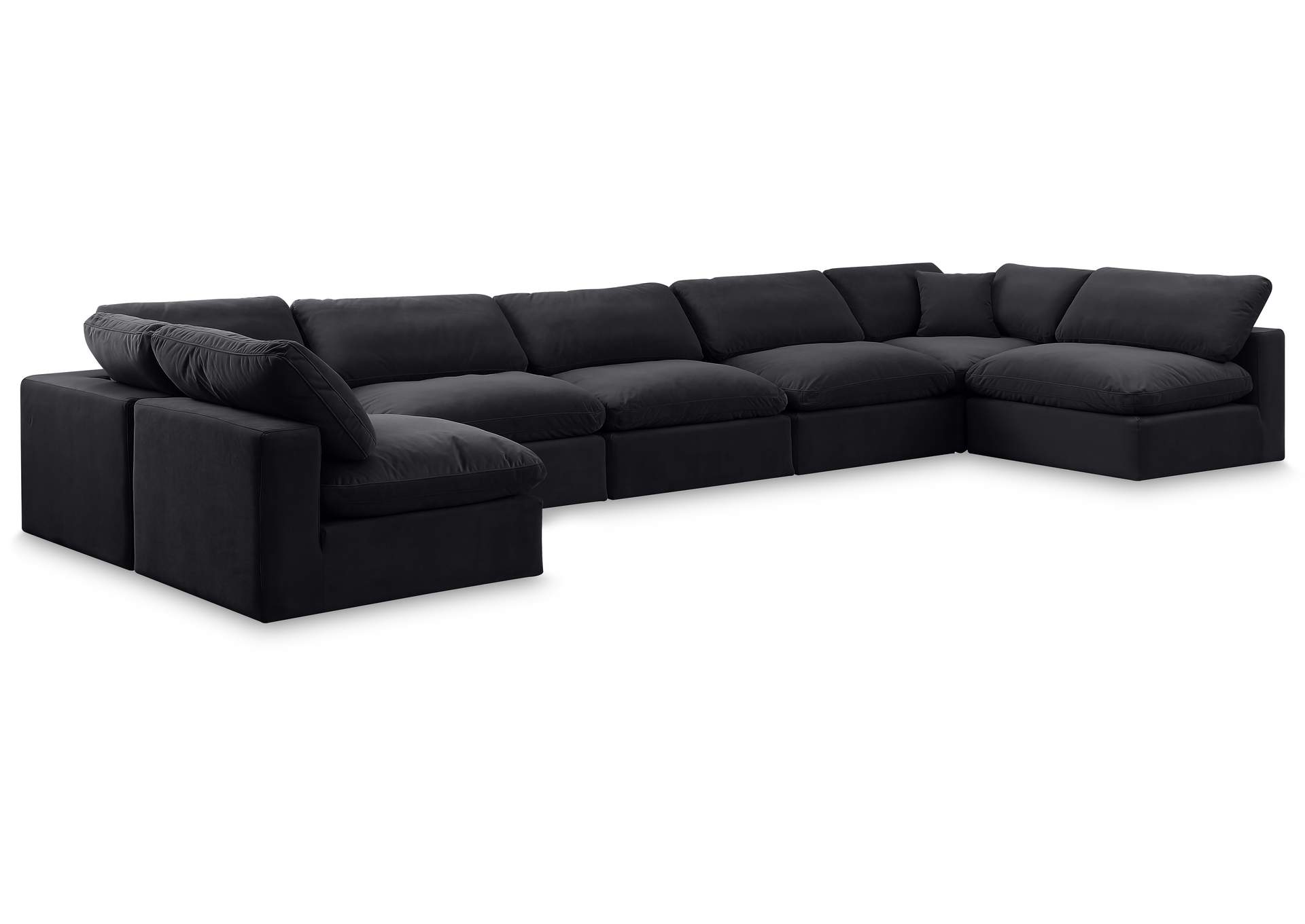 Comfy Black Velvet Modular Sectional,Meridian Furniture