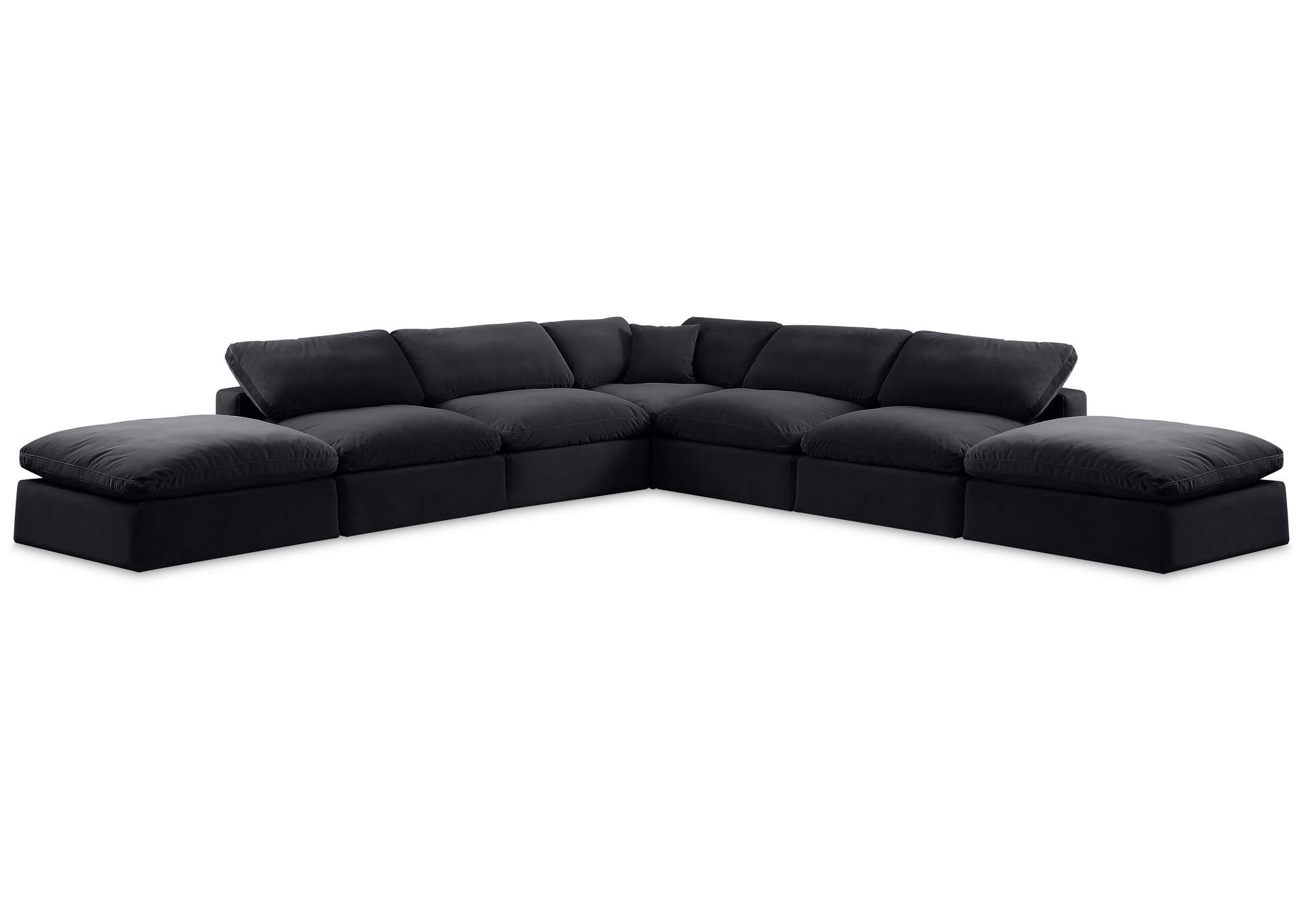 Comfy Black Velvet Modular Sectional,Meridian Furniture