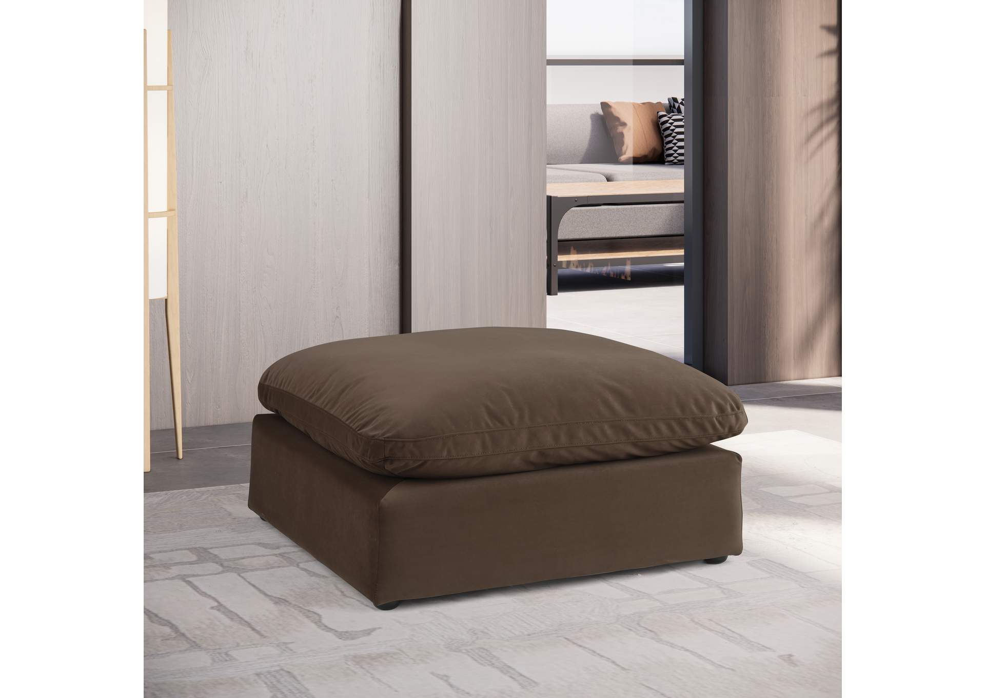 Comfy Brown Velvet Modular Ottoman,Meridian Furniture