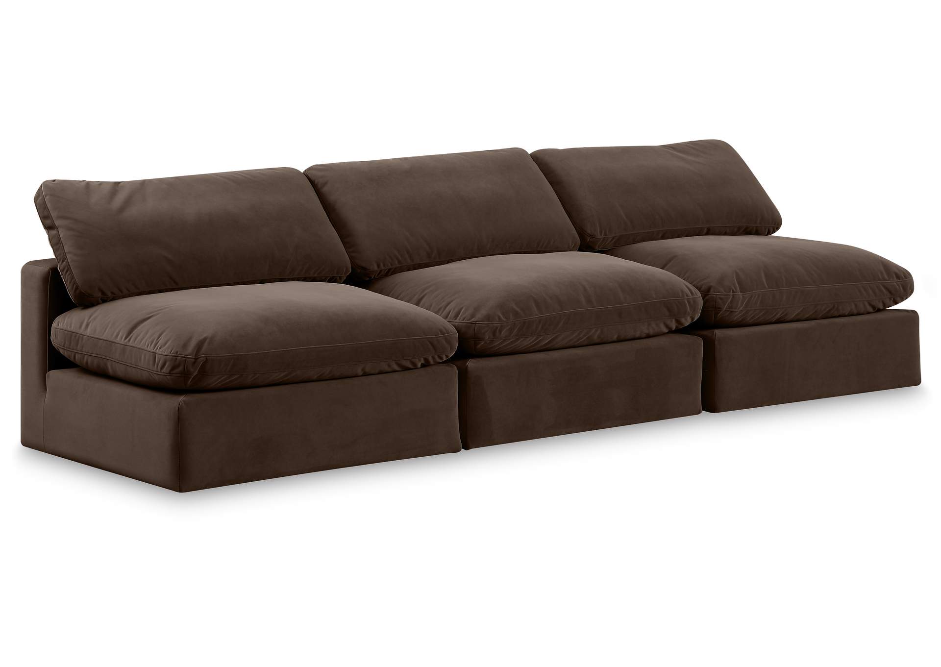Comfy Brown Velvet Modular Sofa,Meridian Furniture