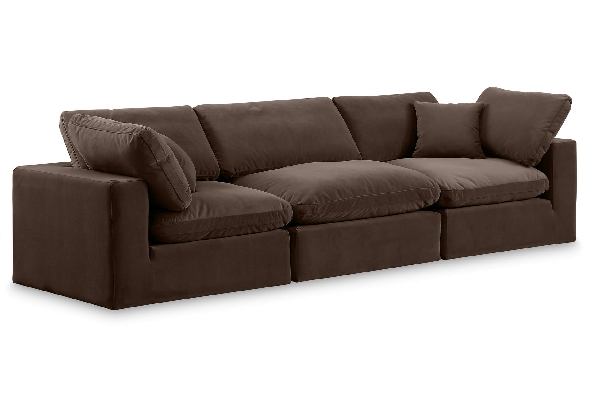 Comfy Brown Velvet Modular Sofa,Meridian Furniture