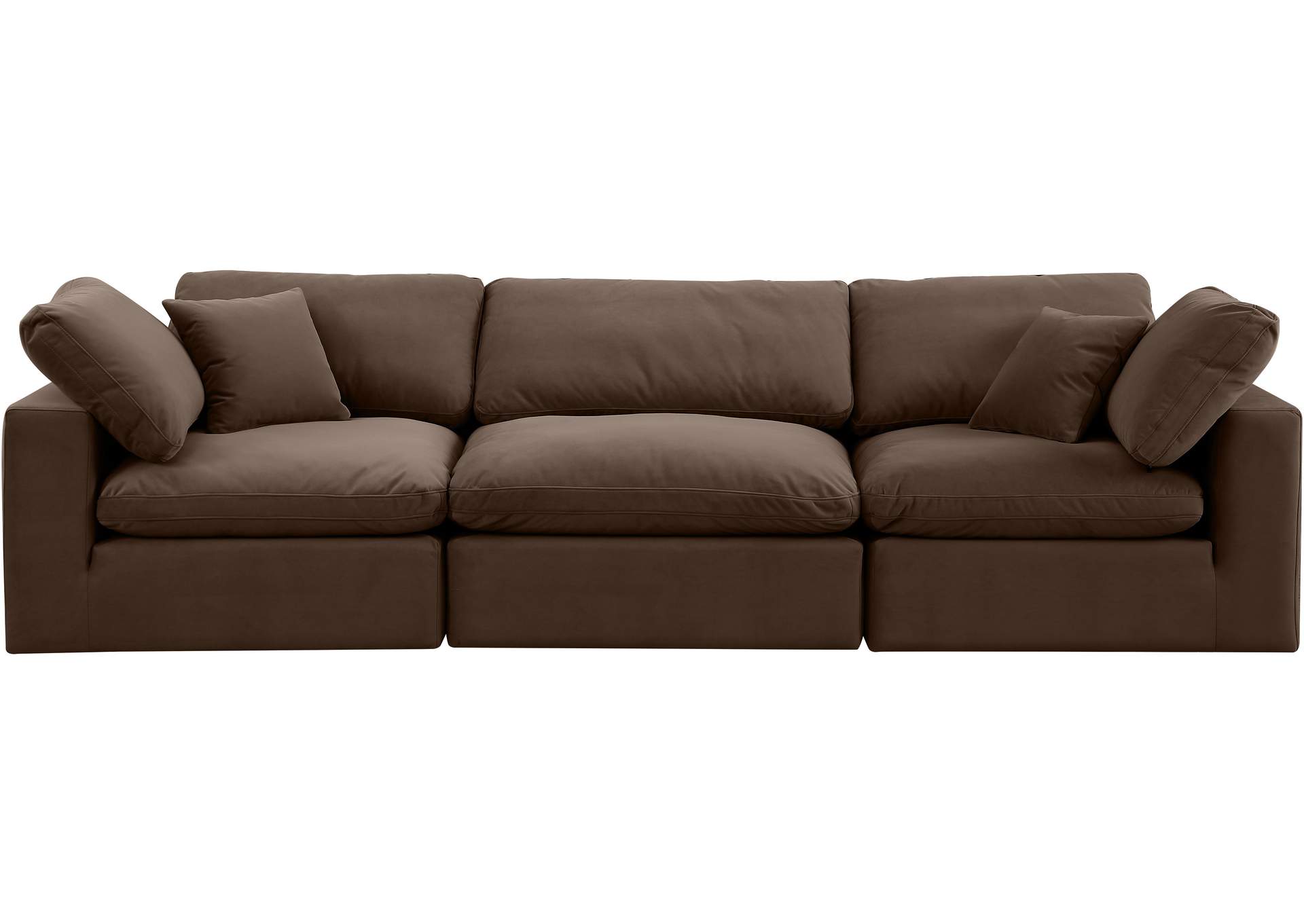 Comfy Brown Velvet Modular Sofa,Meridian Furniture